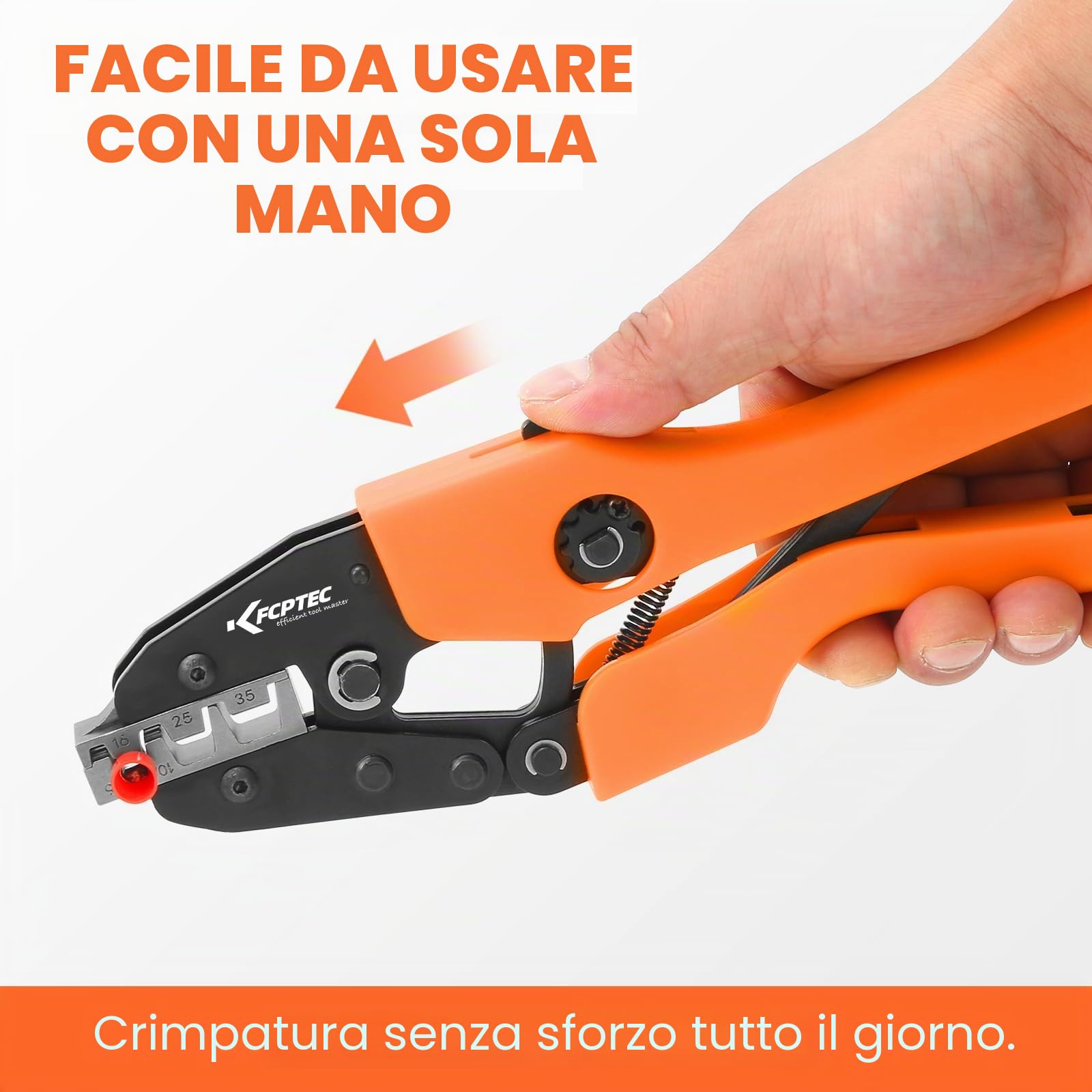 KF CPTEC Pinza crimpatrice per terminali a ghiera AWG 2-10/6-35mm², pinza per terminali a ghiera - utensile per crimpatura di terminali a ghiera, pinza per crimpatura di terminali a ghiera