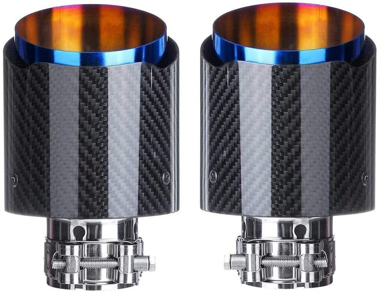 Tubo Escape Silenciador Para VW Para Benz COCHE TAILPIPE 2PCS 54mm ~ 101mm Universal Coche Fibra Carbono Tubería Escape Trasero Muffler Tip Persejos Gloss(Glossy)