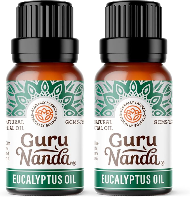 GuruNanda Eucalyptus Essential Oil -100% Pure, Natural and Undiluted Aromatherapy Oil for Diffusers - Enhances Your Breathing Space - Perfect for Massages (2X0.5 Fl Oz)