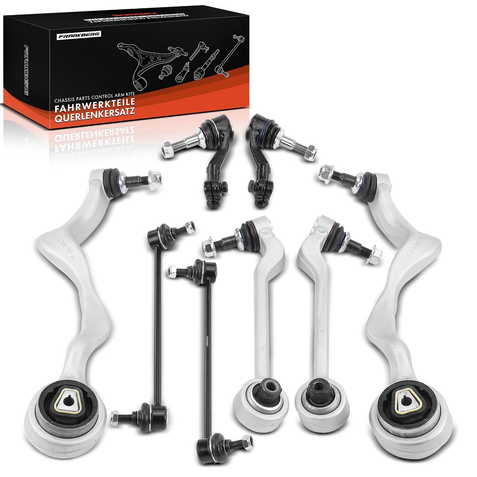 Frankberg 8x Braccio trasversale Braccio assiale Anteriore posteriore sinistro destro Compatibile con Serie 1 E81 X1 E84 Serie 3 Touring E91 Serie 1 E87 Serie 1 Cabriolet E88 Replace# 31126770850