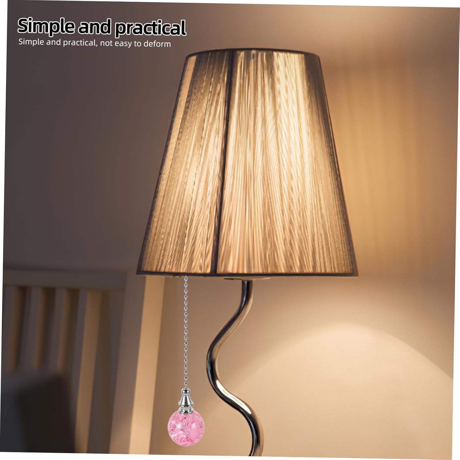 2pcs Decorative Crystal Ball Ceiling Fan Pull Chain Easy Install Lamp Accessories for Ceiling Light Fan Replacement Elegant Pink Design for Home Decor