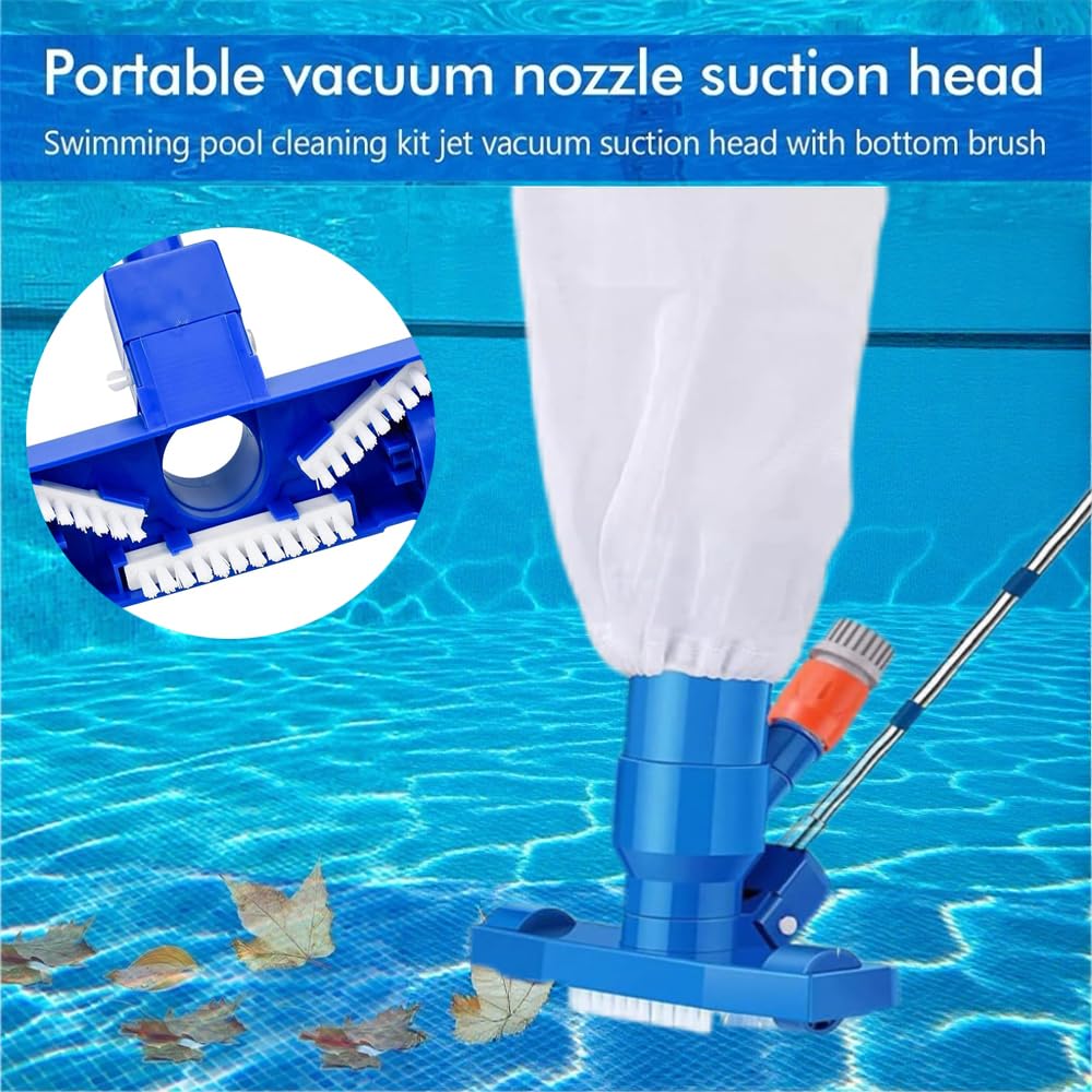 Poolsauger Bodensauger mit Teleskopstange 180cm, Pool Reinigung Bodensauger Set, Staubsauger Unterwasser mit Laubsack, Pool Sauger Boden, Pool Staubsauger, für Schwimmbad, Teich, Whirlpool, Bad