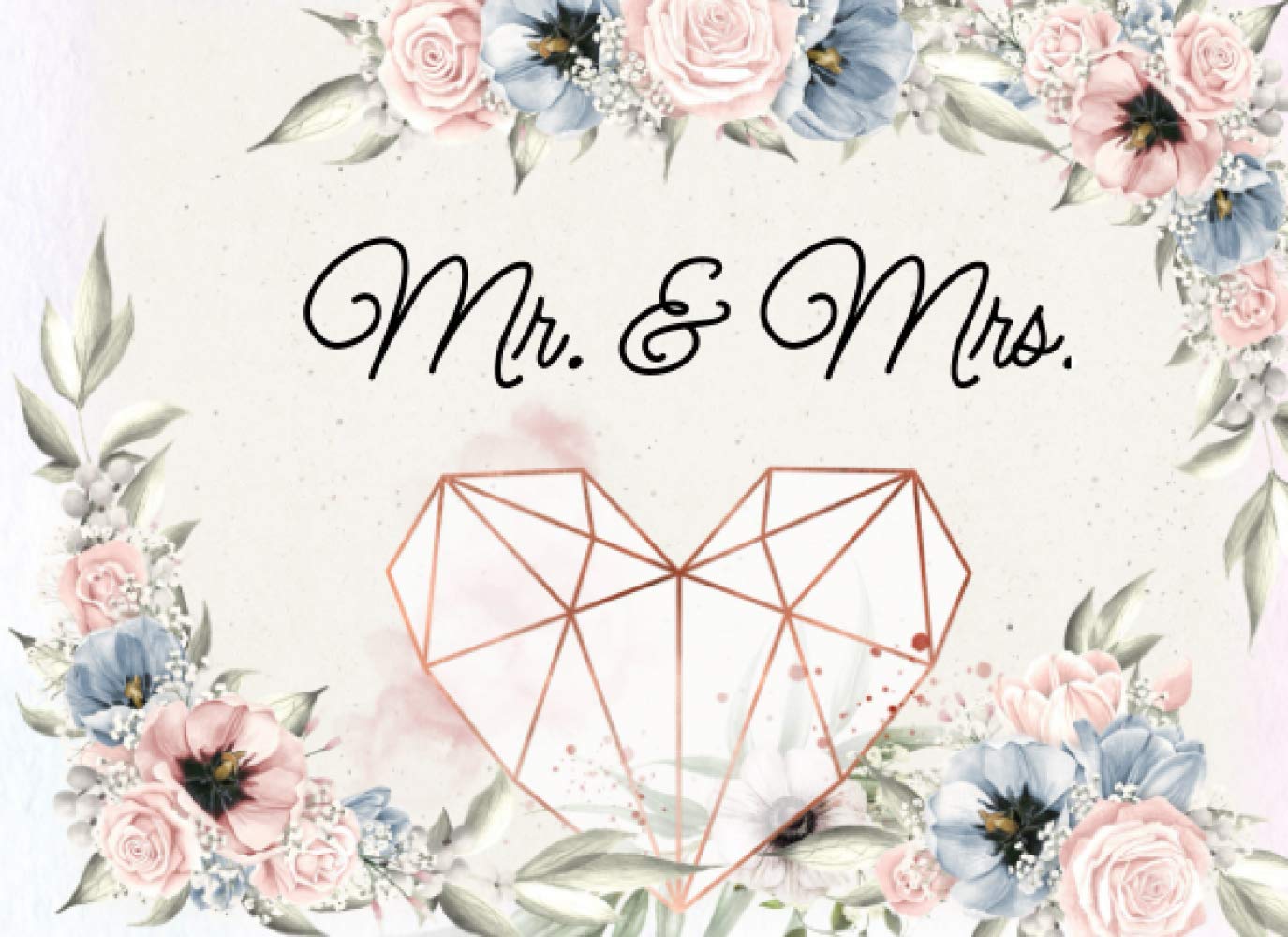 Mr. & Mrs.: Wedding Guest Book- Pink and Blue Floral-Geometric Design