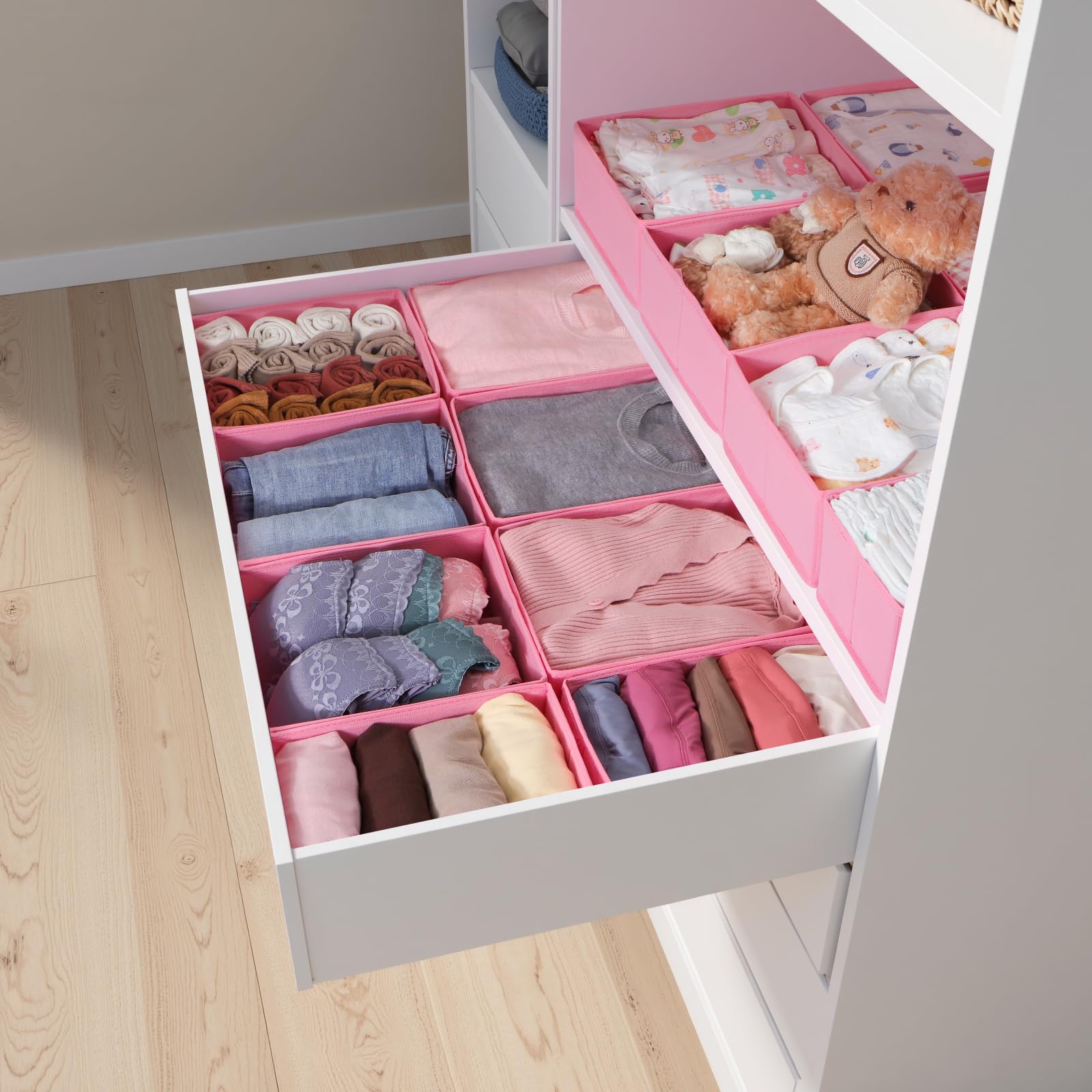 Juego de 16 cajones organizadores compatibles con armario PAX 100 x 58 cm, cajas de tela plegables con base estable para ropa, color gris