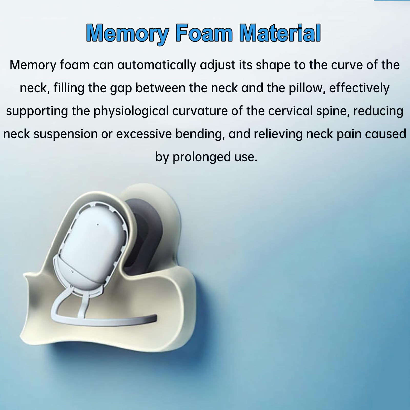 Reise-Nackenkissen, Bluetooth-Musikwiedergabe, ergonomisches Design, Memory-Schaum mit Rauschunterdrückung, natürliche Kopf- und Nackenstütze für Zuhause und Reisen