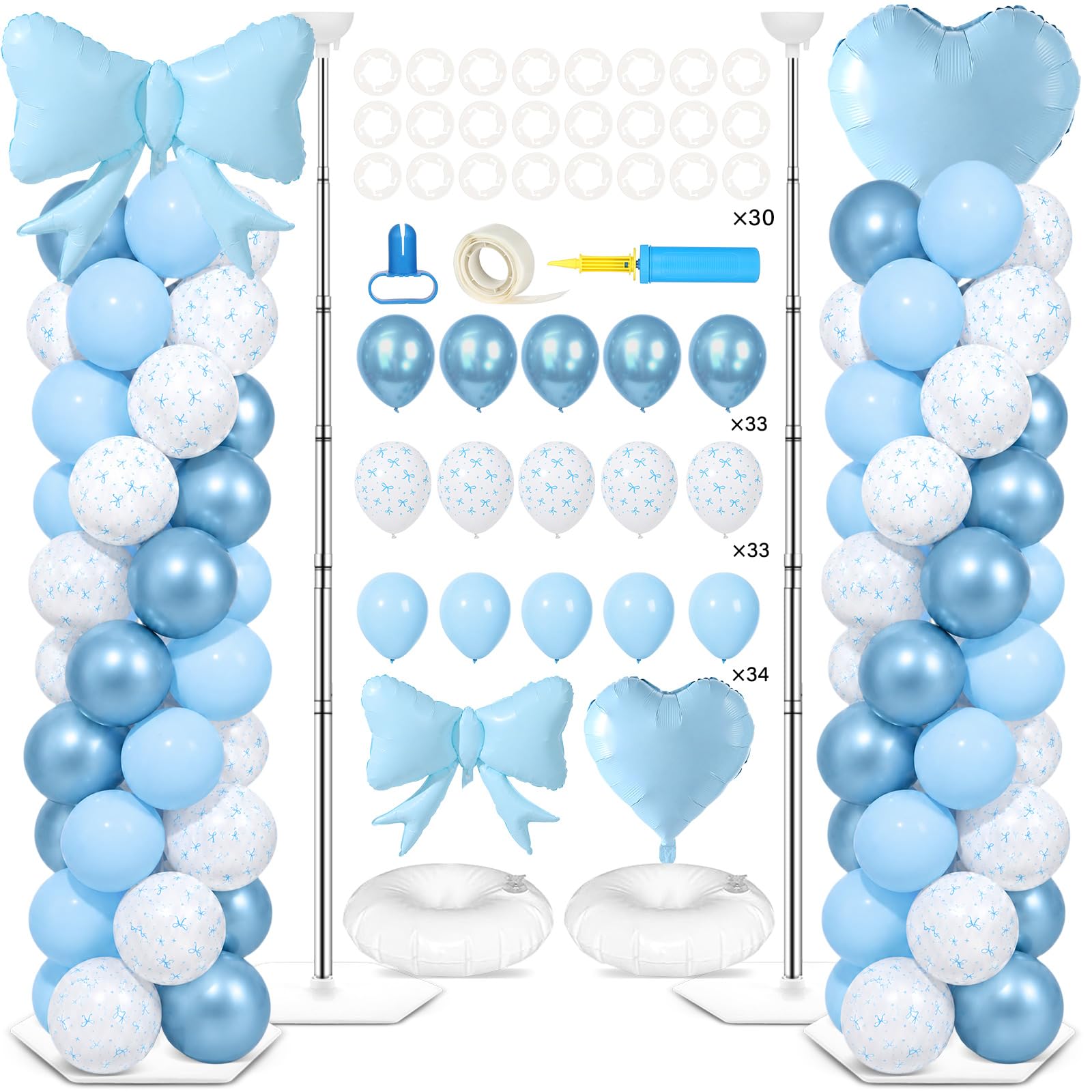 Kit di decorazioni per feste con racchetta a forma di cuore blu, con supporto