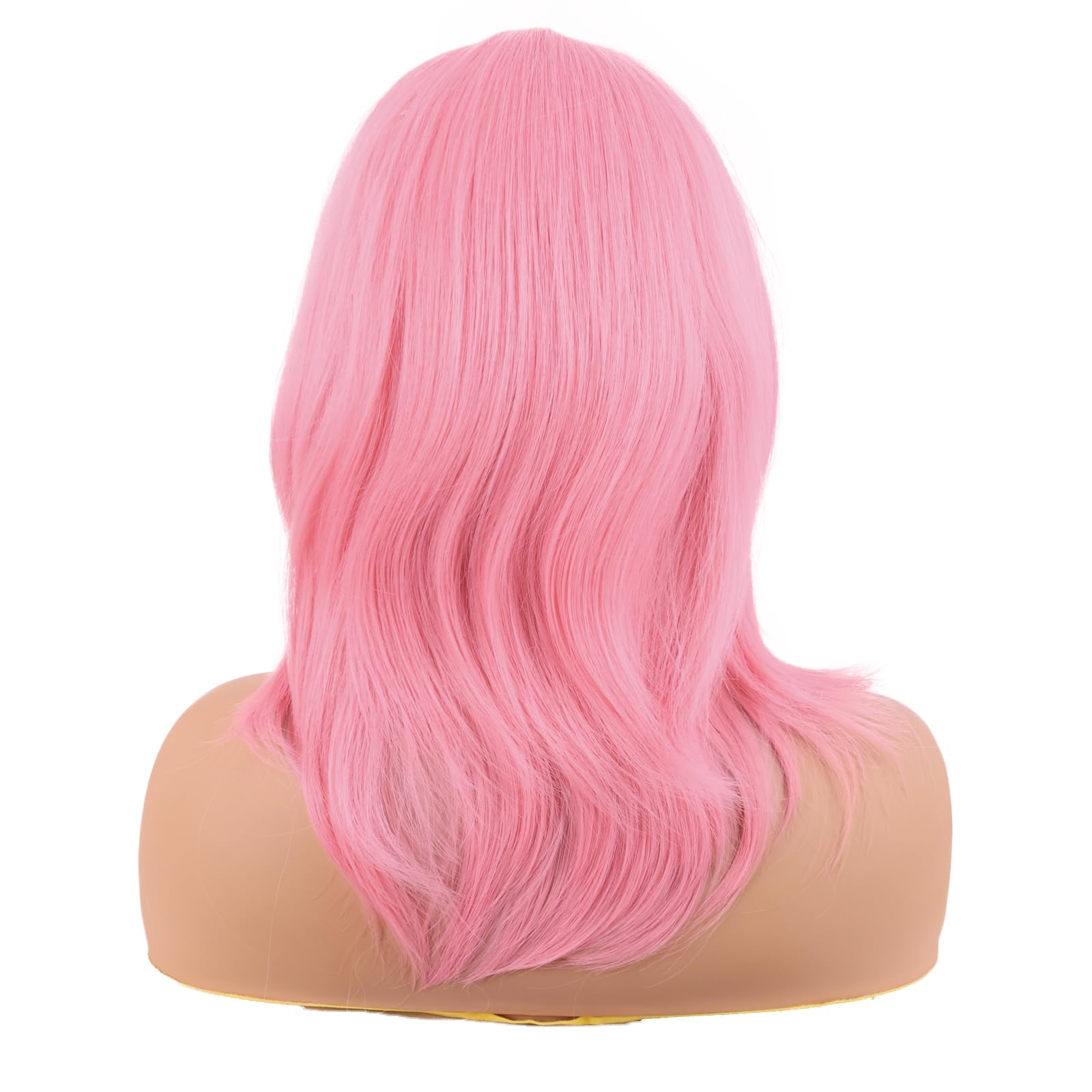 MapofBeauty 18 Inch/45 cm Layered Bangs Straight Synthetic Fiber Shoulder Length Hair Daily Use Wig (Light Pink) - Image 4