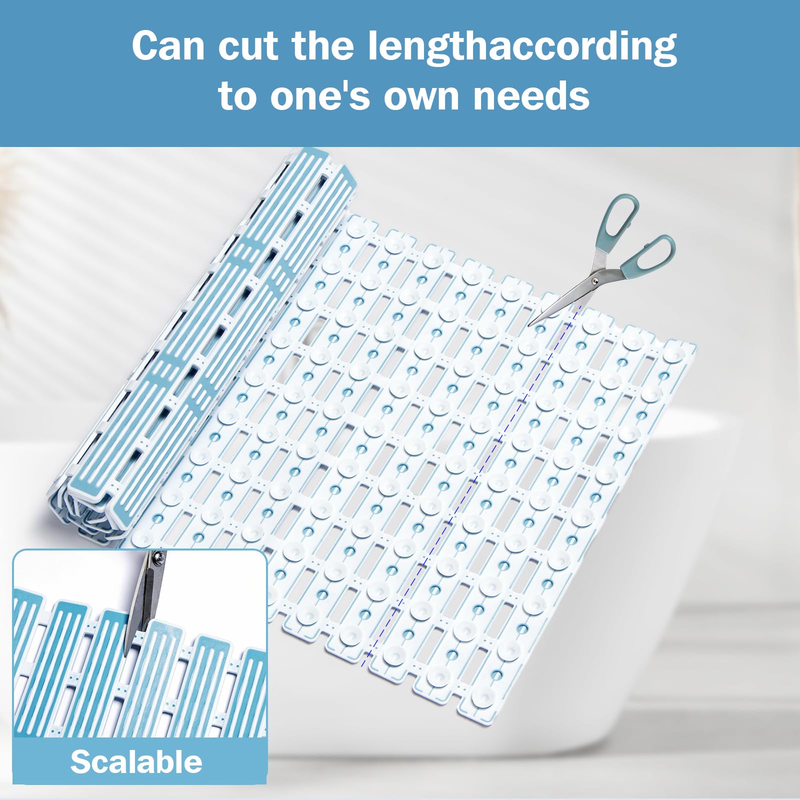 Onihan Shower Mat Non Slip Anti Mould,Bath Mat Non Slip for Shower Bath,Nonslip Bathmat for DIY Cut,Machine Washable,Shower for the Elderly and Children - Image 4