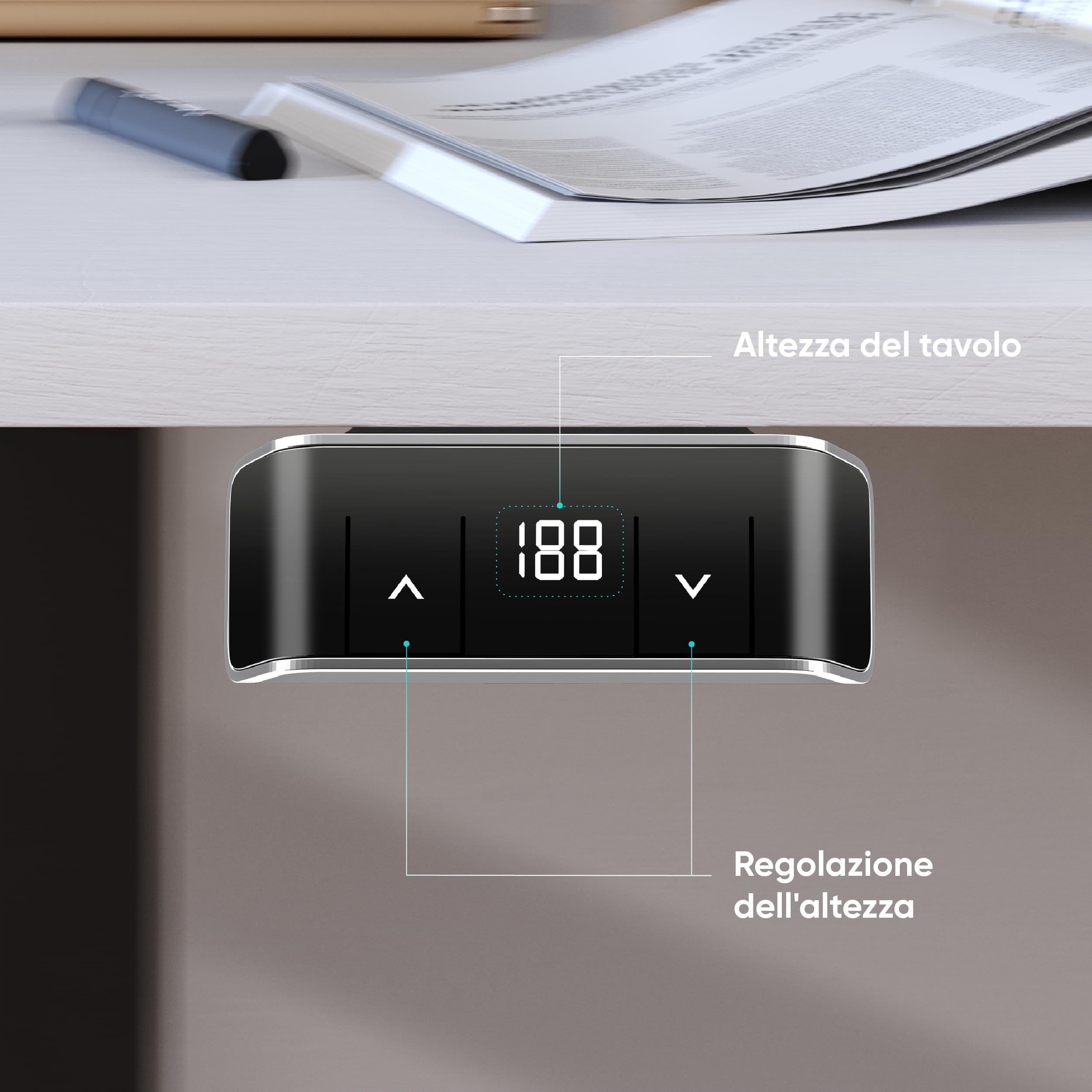 ONKRON Base per Piano di Lavoro, Scrivania Regolabile in Altezza 71–118 cm, Carico 70 kg, Struttura Scrivania Motorizzata con Larghezza 1000–1400 mm, Tavolo Gaming e Ufficio, Nero WDF221E-B