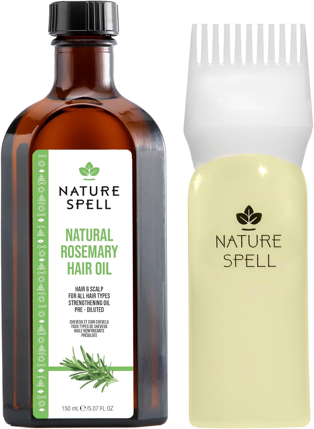 Product image of Nature Spell Aceite de romero para cabello y cuero cabelludo con aplicador de aceite capilar, aceite de romero para el crecimiento del cabello, cuidado del cabello seco y dañado, 150 ml