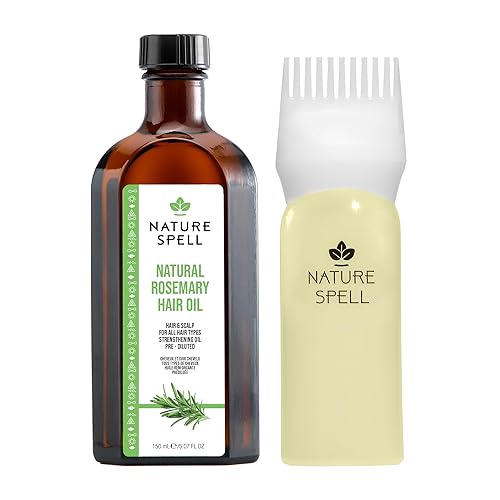 Nature Spell Rosemary Oil for Hair Growth with Root Comb Applicator, Pre-Diluted Oil to Strengthen and Nourish Dry, Damaged Strands, For All Hair Types, 150ml