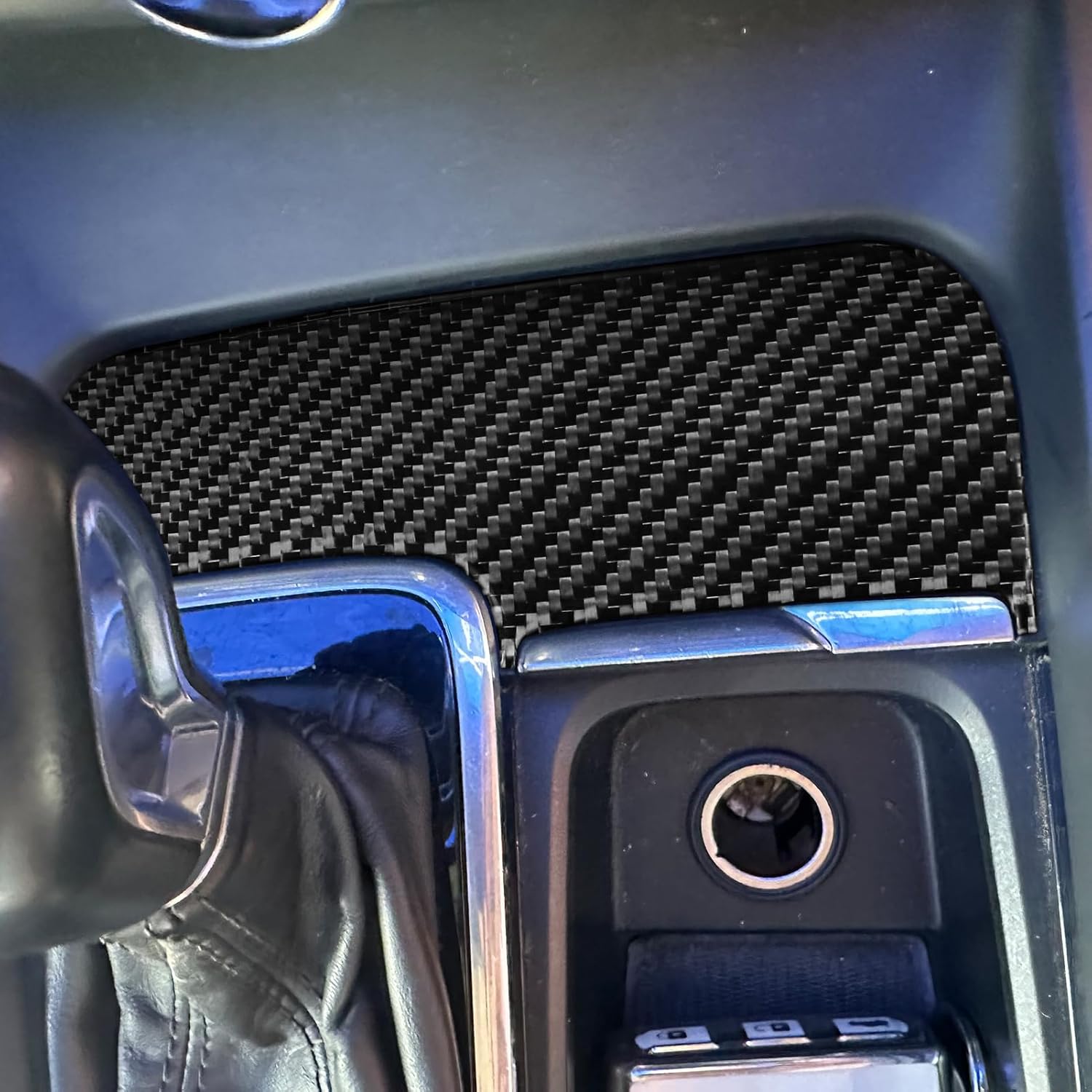 Car Center Console Storage Box/Power Outlet Switch Panel Soft Trim Sticker Compatible with Volvo XC60 2018 2019 2020 2021 2022 2023 2024 2025 Real Carbon Fiber Auto Interior Accessories Black