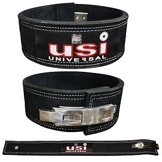 USI Universal Weight Lifting Belt, 790LEV Lever Buckle Leather Power Lifting Belt (X-Large Size, Pack of 1, Black) for Men & Women Weightlifting Competition Workout Training Weight Lifting Belts