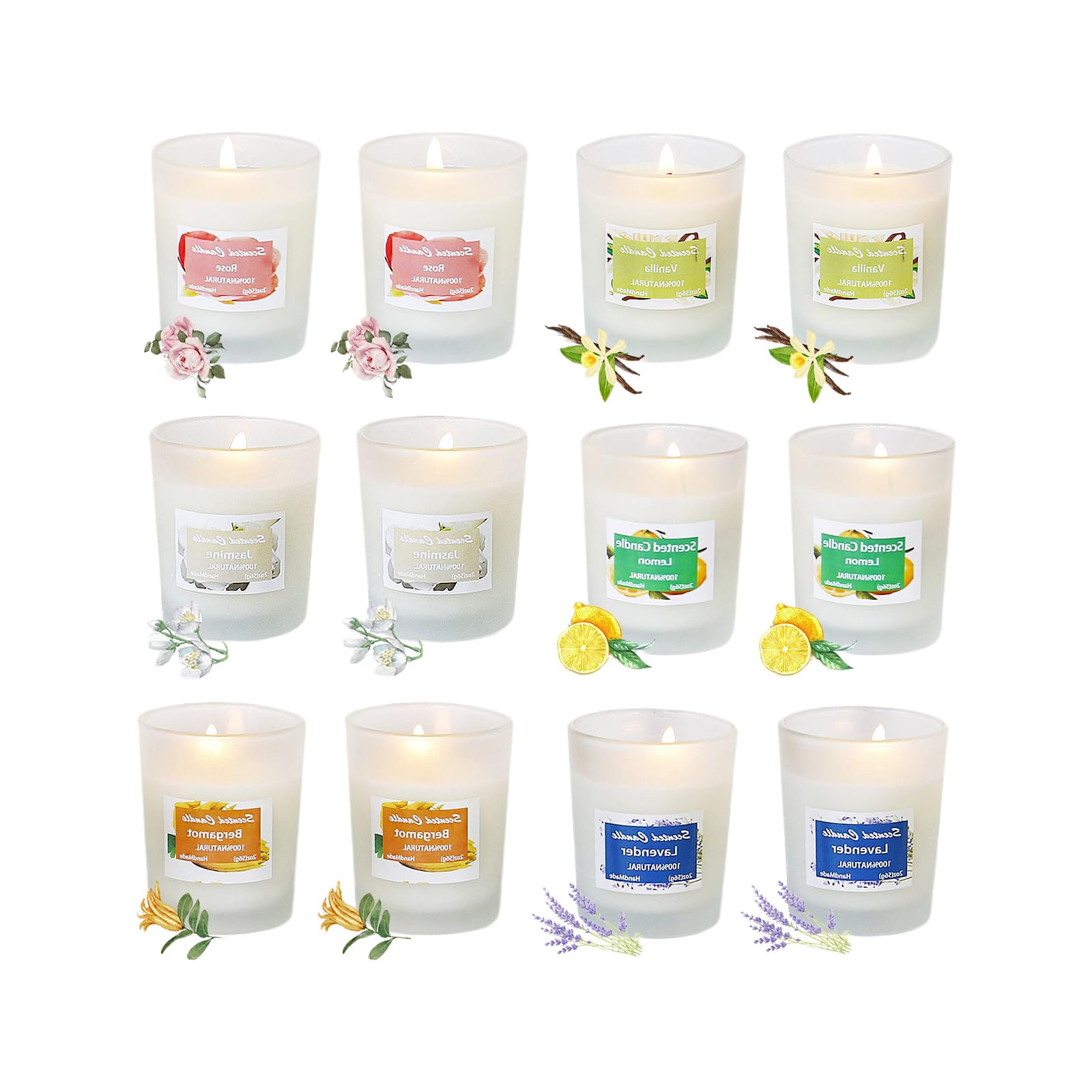Set regalo profumato di compleanno per la casa, aromaterapie profumate a lunga durata, cere di soia con candela, 12 pezzi, set regalo profumato per aromaterapia da donna