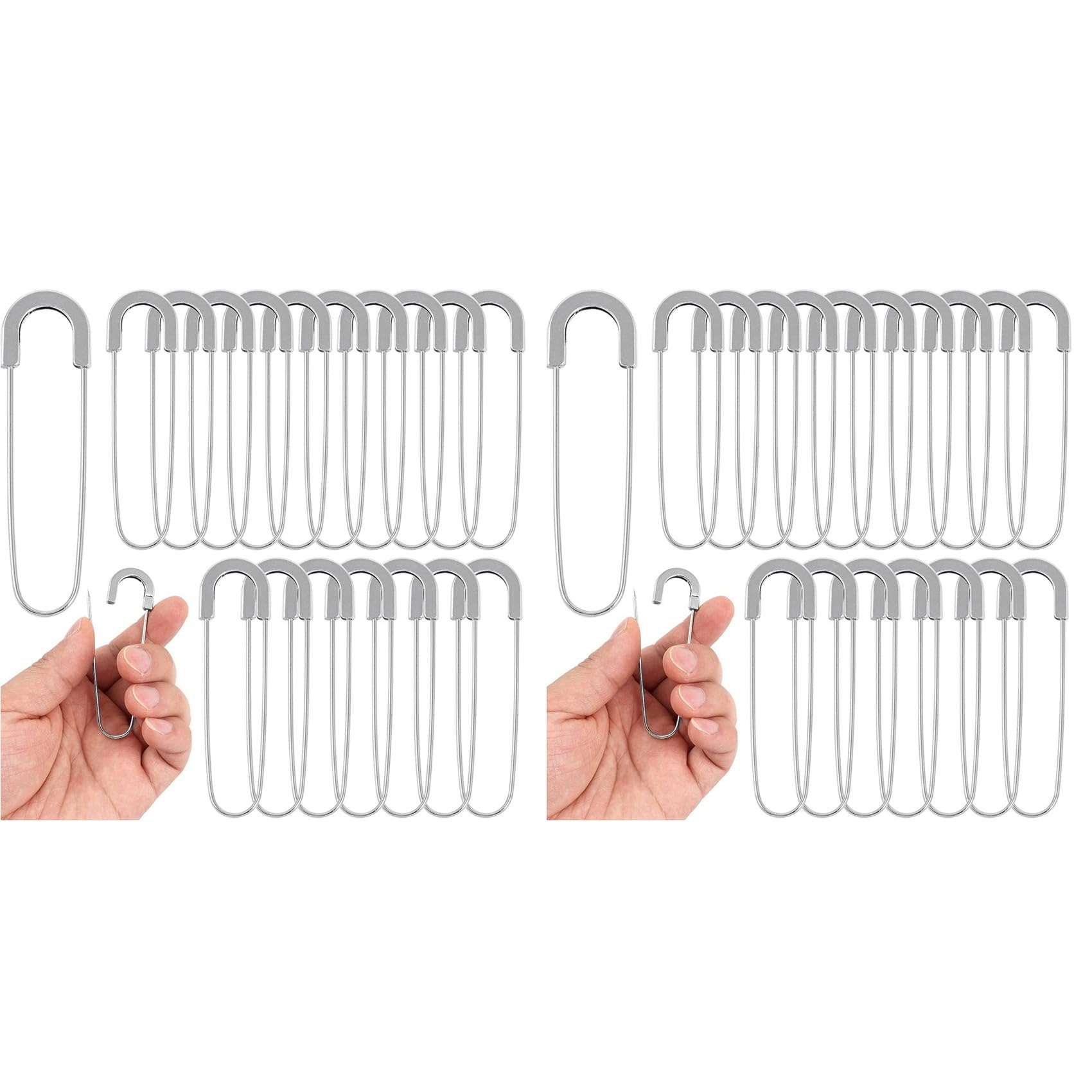 Vjsujehgy Extra Large Safety Pins Heavy Duty 3 Inch-40 PCS Coilless Pins Sewing Pin Brooches-Giant Safety Pins, Silver