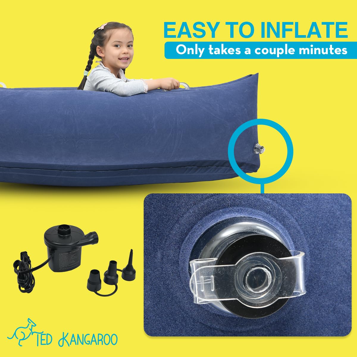 Ted Kangaroo Sensory Chair for Kids,60 Inches Inflatable Chair,Inflatable Therapeutic Peapod, Sensory Toys for Autistic Children,ADHD Chair for Sensory Seeking Kids, Includes Electric Air Pump