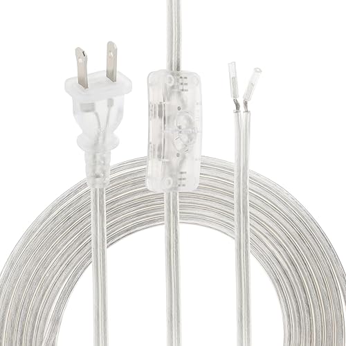 Miniatura 1 de RTNLIT Cable de lámpara de 8 pies con interruptor de botón de encendidoapagado y enchufe polarizado, extremos pelados listos para cableado, cable de