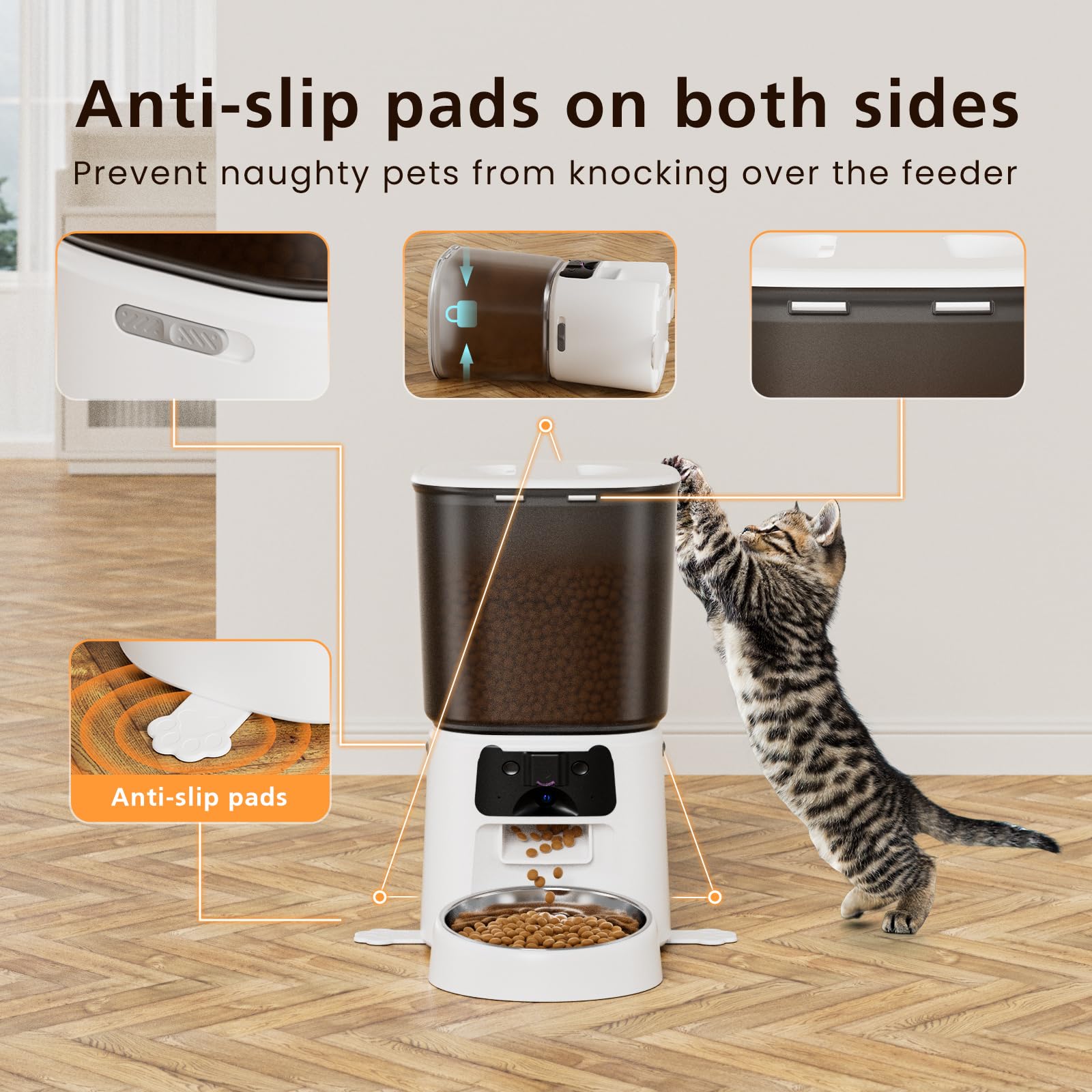 Automatic Cat Feeder with Camera, 4L WiFi Smart Pet Feeder with APP Control, 1080P HD Video, Night Vision,Voice Call, Motion Detection, Dual Power Supply, Stainless Steel Bowl,Supports 5GHz/2.4GHz - image 5