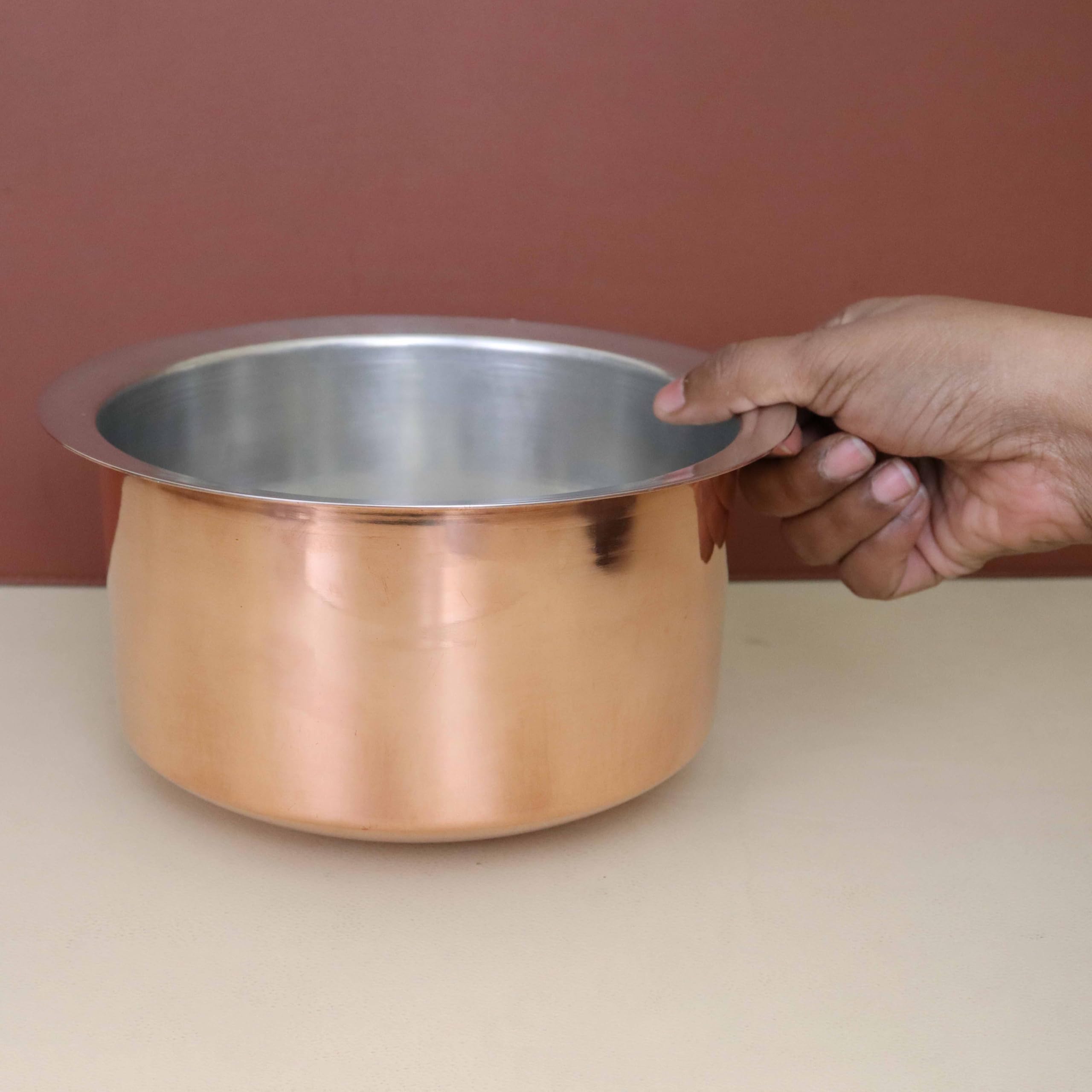 Putrika Utensil Vadi Chatti with TIN coating|Tope|KitchenWare|cookware|Brass Pathiram|Copper Patilas|Tapeli|Peetal|Sarva Satti|Bhagoni (Copper) 1