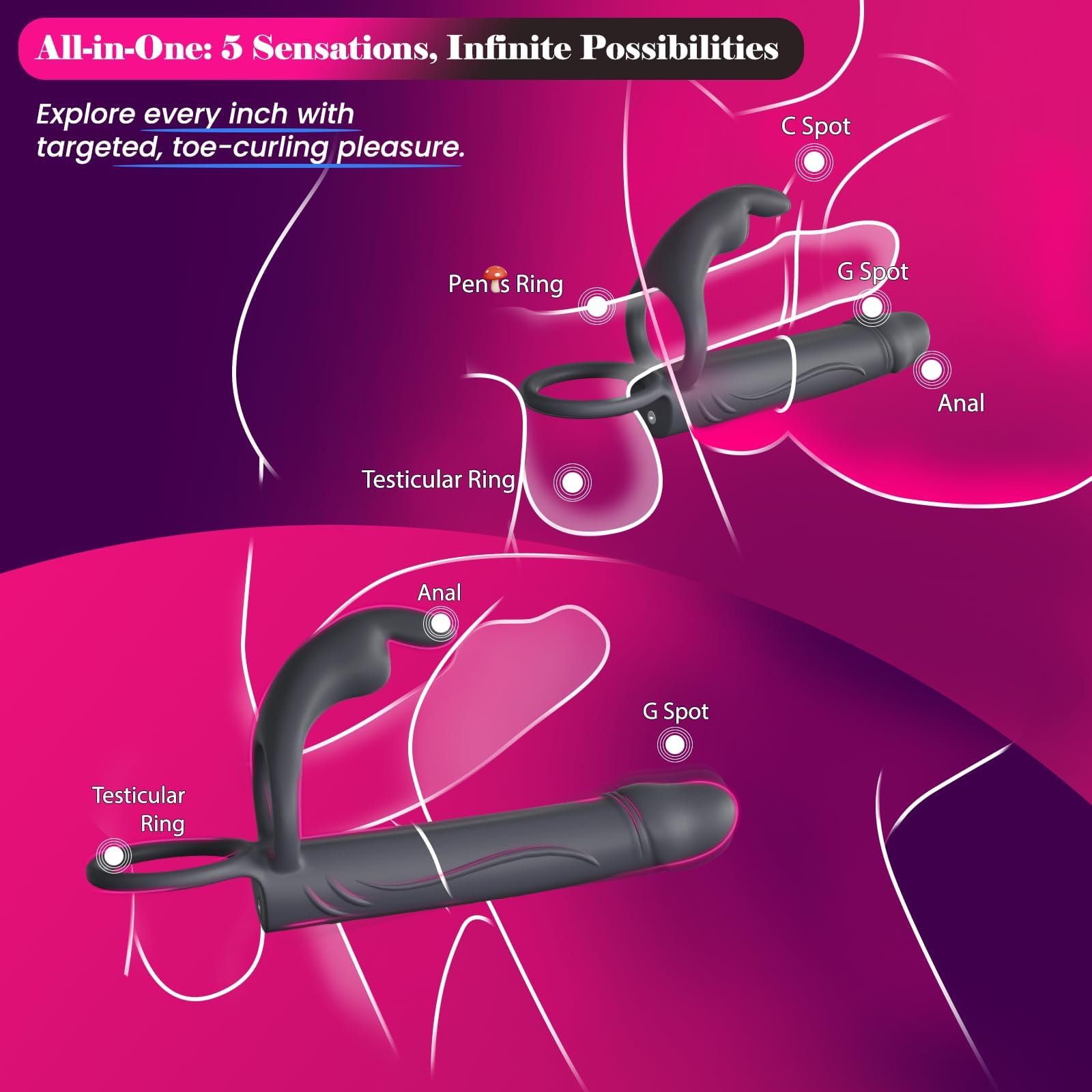 Plug anale vibrante con anello per il pene,stimolatore clitorideo rabbit,doppio dildo anale con strap-on, sex toy anale per coppie,sex toy per uomini e donne, Fatdhu,piccolo anello per pene