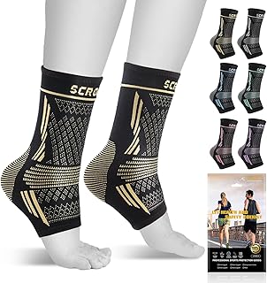 Copper Ankle Brace for Men & Women Compression Ankle Sleeve (Pair) - Ankle Support Heel Brace for Achilles Tendonitis, Plantar Fasciitis-Eases Swelling and Sprained Ankle - L