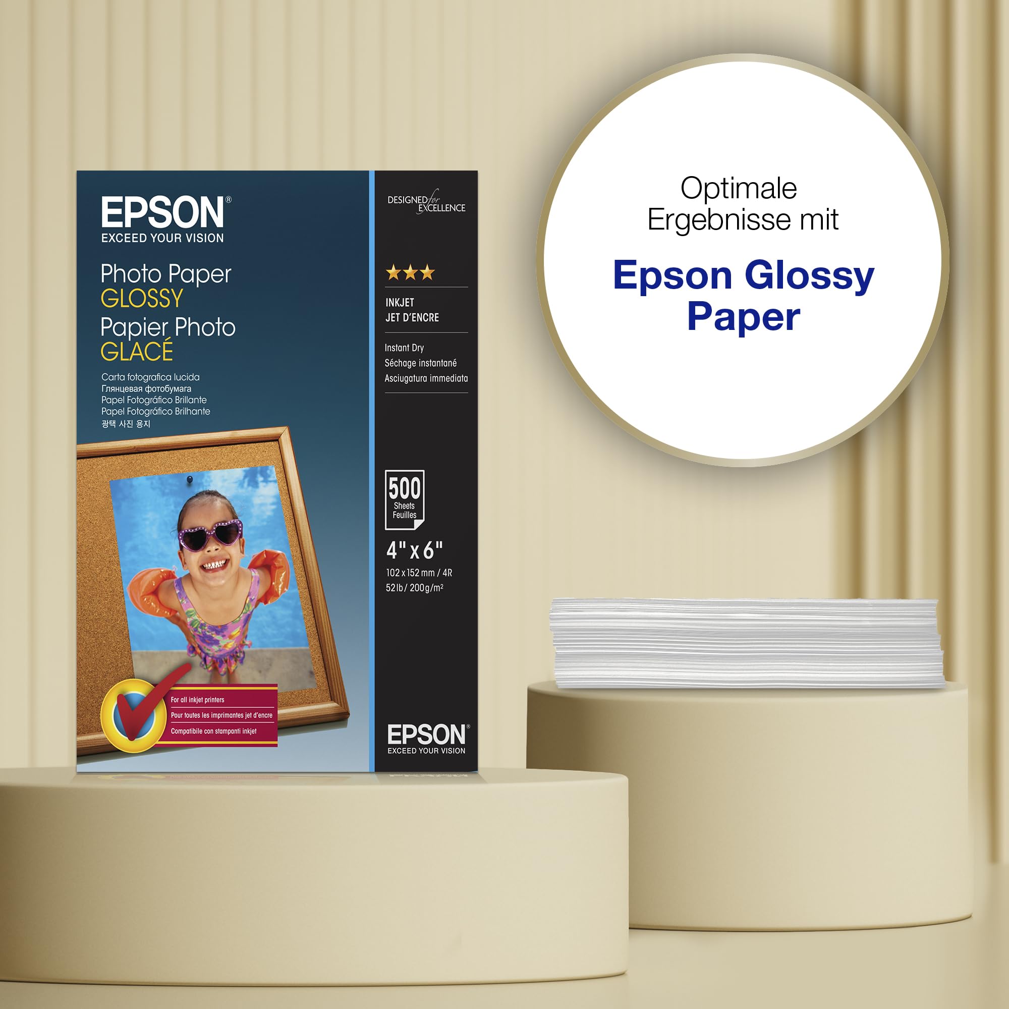 Epson Glossy Photo Paper (100 x 150 mm), 200 g/m2, 500 Blatt