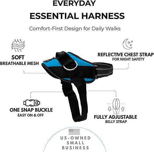 Miniatura 2 de ShawnCo Arnés esencial para perro, chaleco sin tirones para mascotas con 3 clips para correa, sin estrangulamiento, reflectante, ajustable