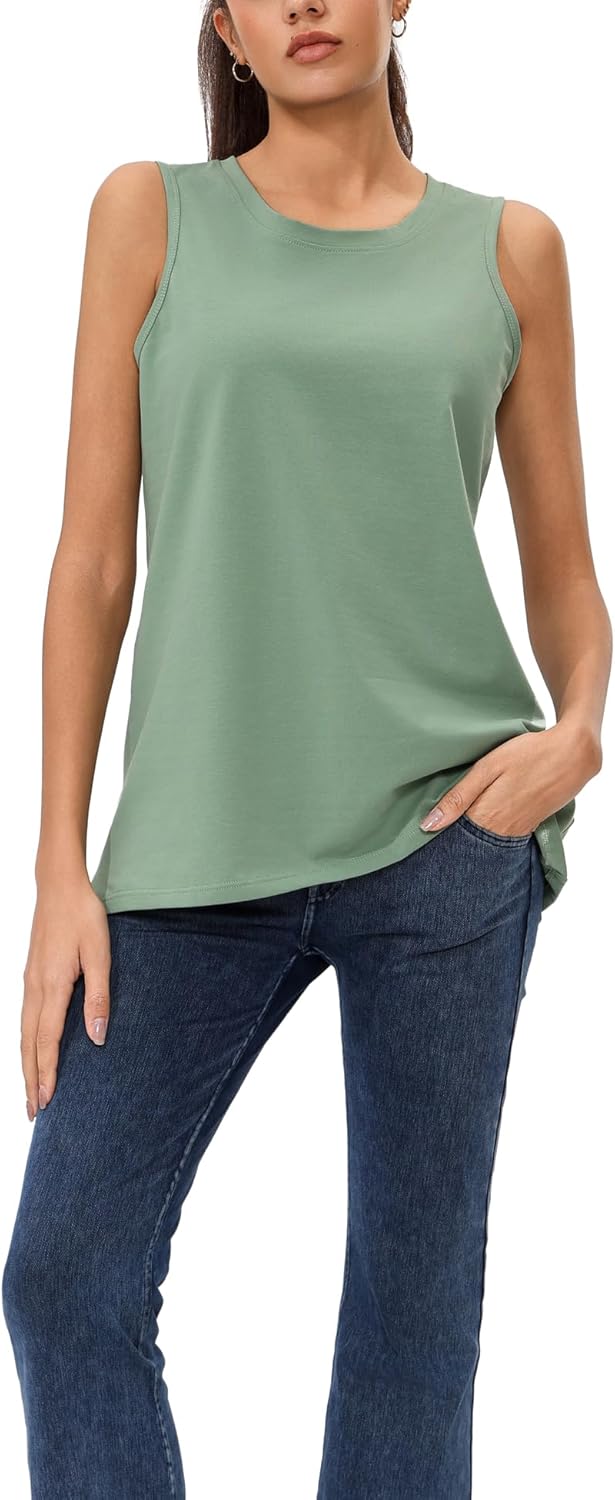 Tank Top for Women Loose Summer Casual Sleeveless Crewneck Shirt