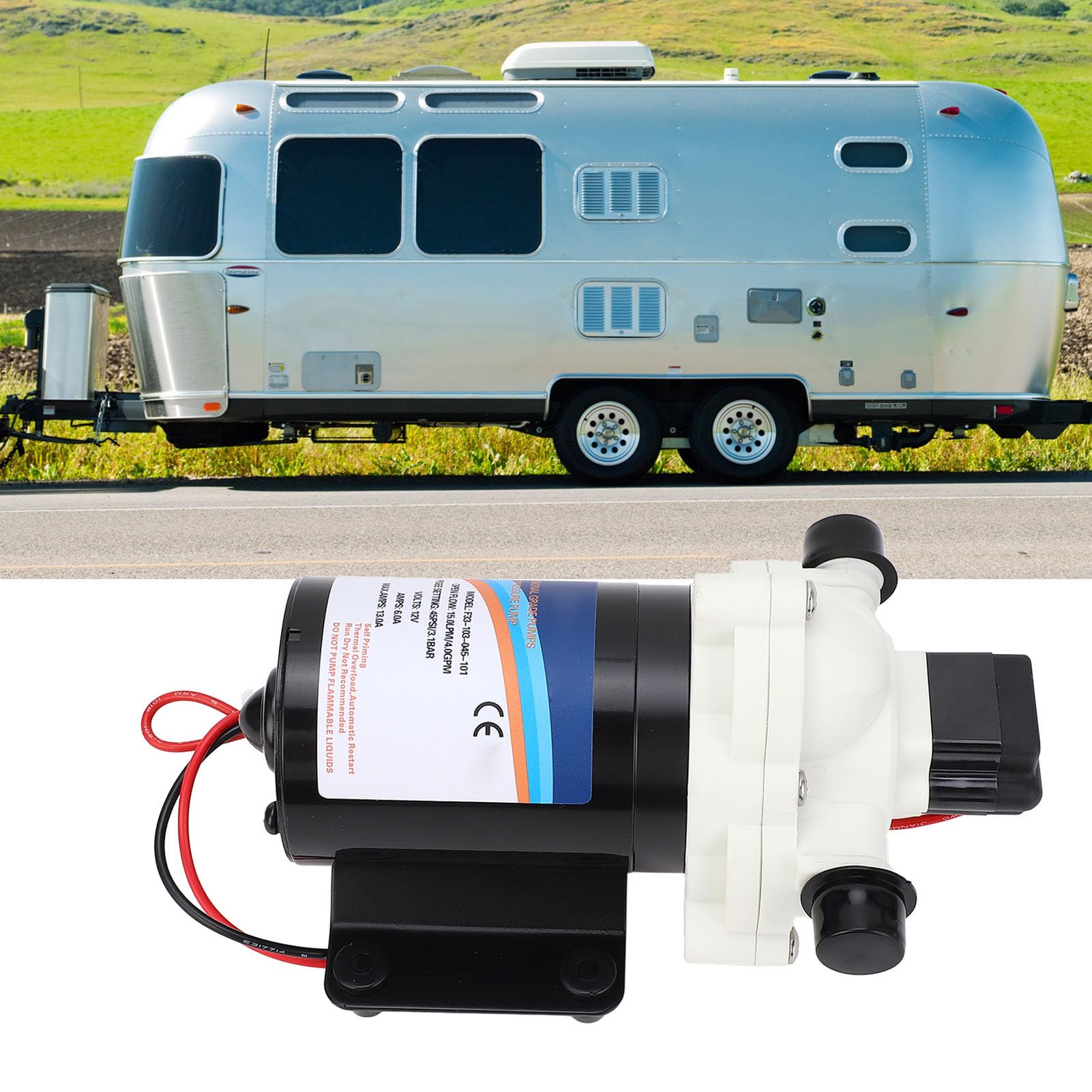 Pompa RV, 12V DC 4.0 GPM 45 PSI Samozasysająca Pompa Membranowa do Przyczepy Kempingowej RV Marine Yacht, Praca Przy Niskim Poziomie Hałasu, Automatyczne Uru