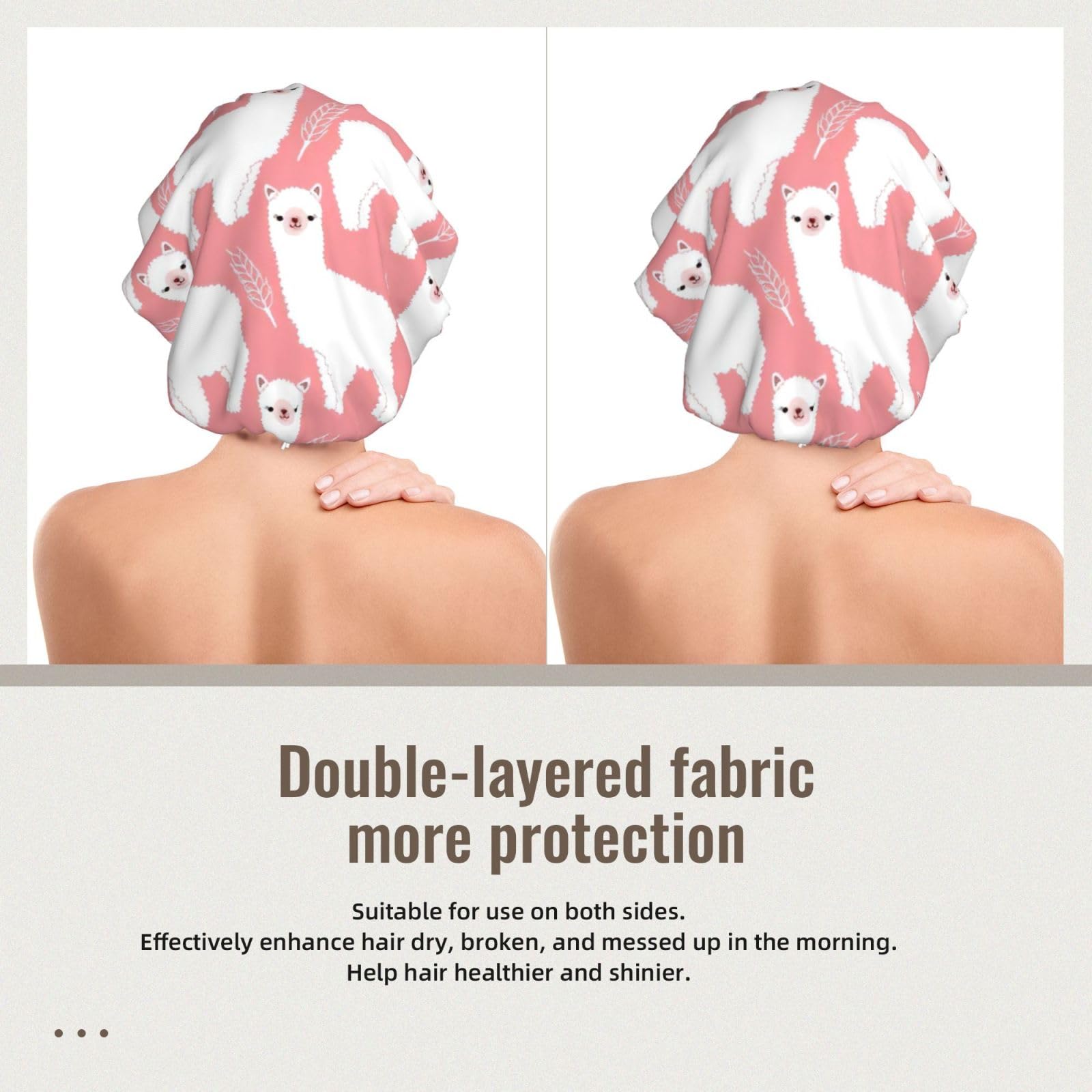 Double Layer Reversible Hair Wrap Satin Sleep Alpaca Llama Cap Bonnet for Braid Curly Hair Satin Bonnet Black