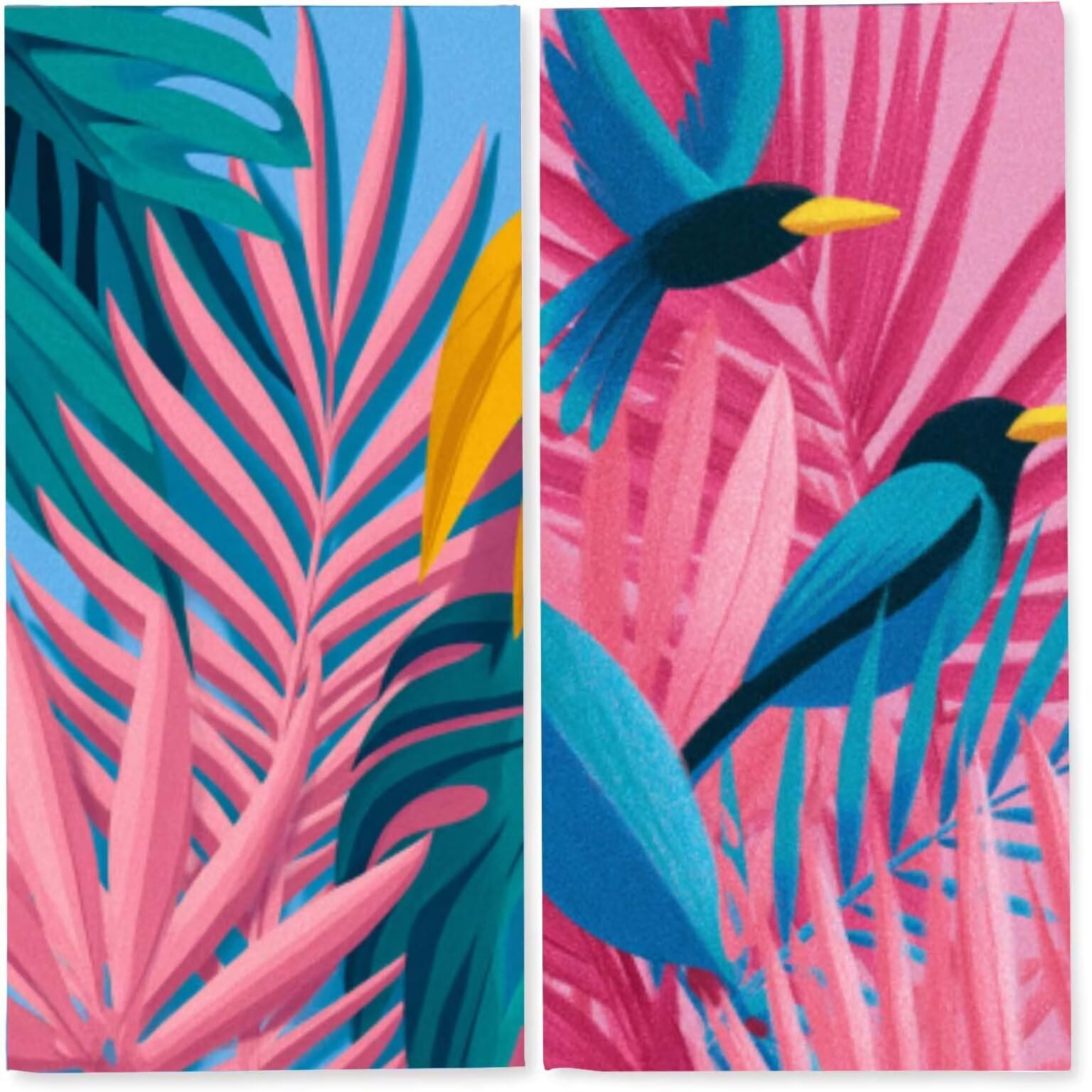 Strandtuch XXL 2 Set Microfaser Handtucher Mikrofaser Badetuch Beach Towels 90x200 cm Schnelltrocknend Dünn Strandtücher Leicht Badehandtuch Stranddecke Sandfrei Microfasertuch (Blätter Rosa) z-2707