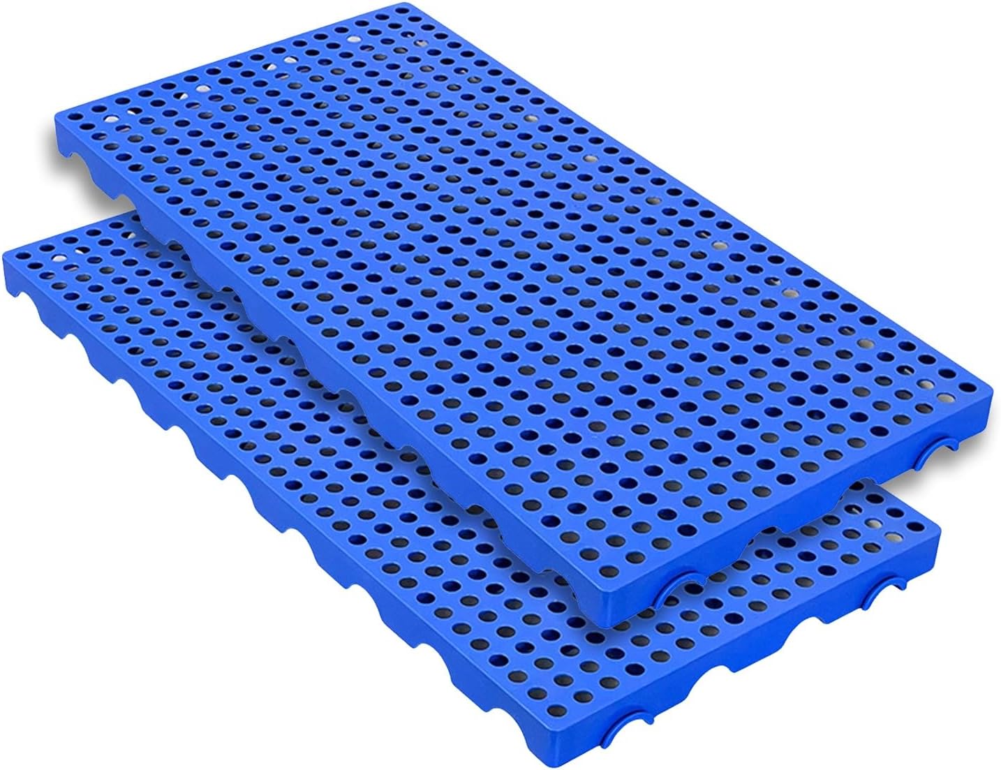 2pcs Plastic Pallet, Waterproof Storage Grid Pad, Lightweight Nestable Floor Pallets, Pallet Anti Slip Breathable Grids for Garage, Supermarket, Warehouse, Basement(Blue)