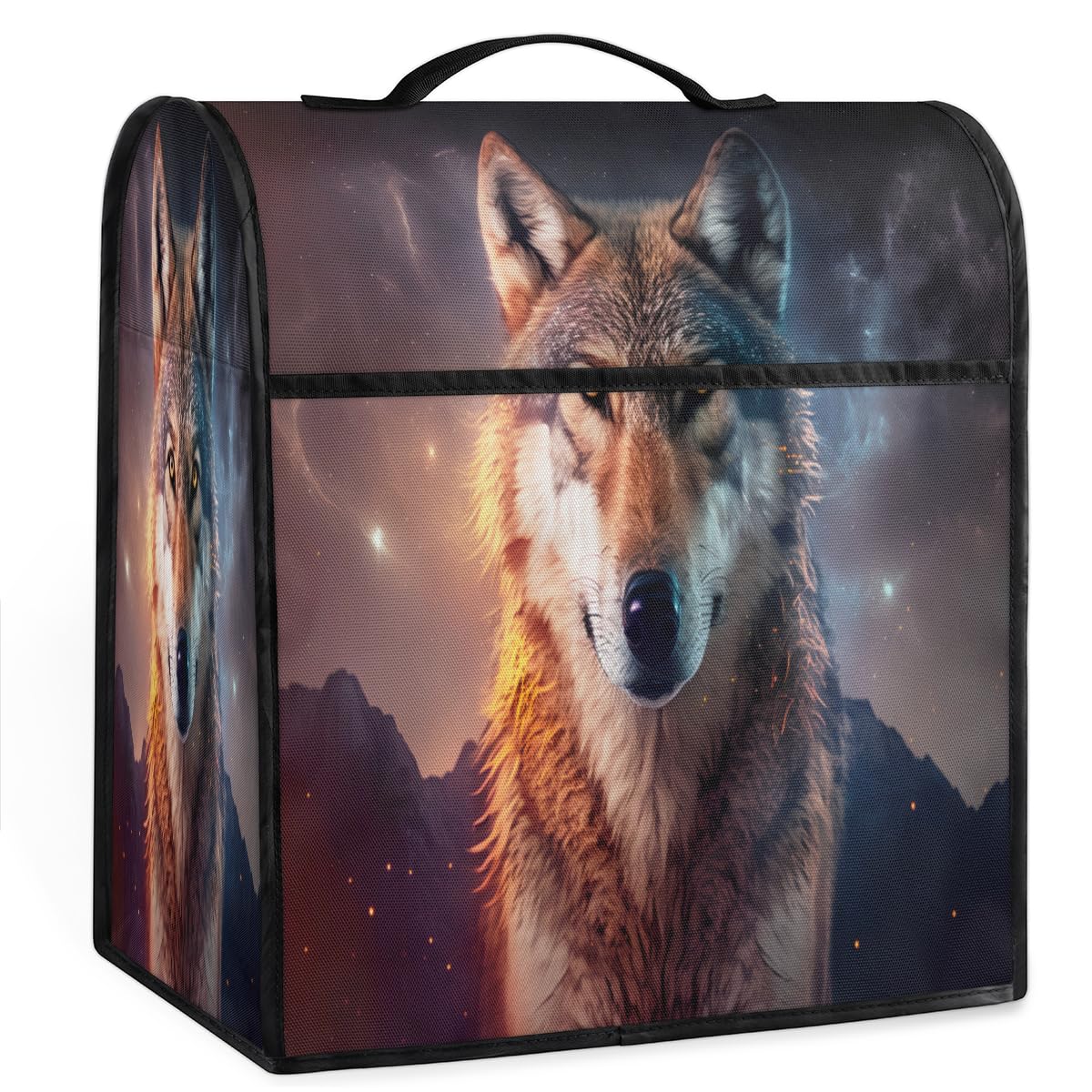 Coffee Maker Cover Starry Sky Animal Wolf Kitchen Appliance Covers Small Appliance Covers Blender Cover Juicer Cover Dust Covers for Kitchen Appliances with Top Handle and Pockets,Washable,C891