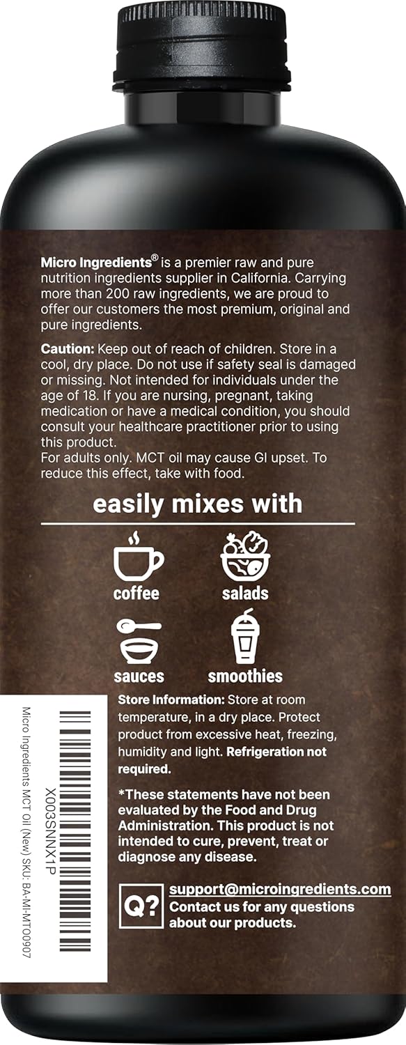 MCT Oil Organic, 32 fl oz |100% Virgin Coconut with C8 + C10 Fatty Acids | Great for Coffee or Dressings | Unflavored, Keto, Vegan - Image 7