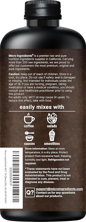 Aceite MCT Orgánico Microingredients 946.35 ml Botella Unidad miniatura 7