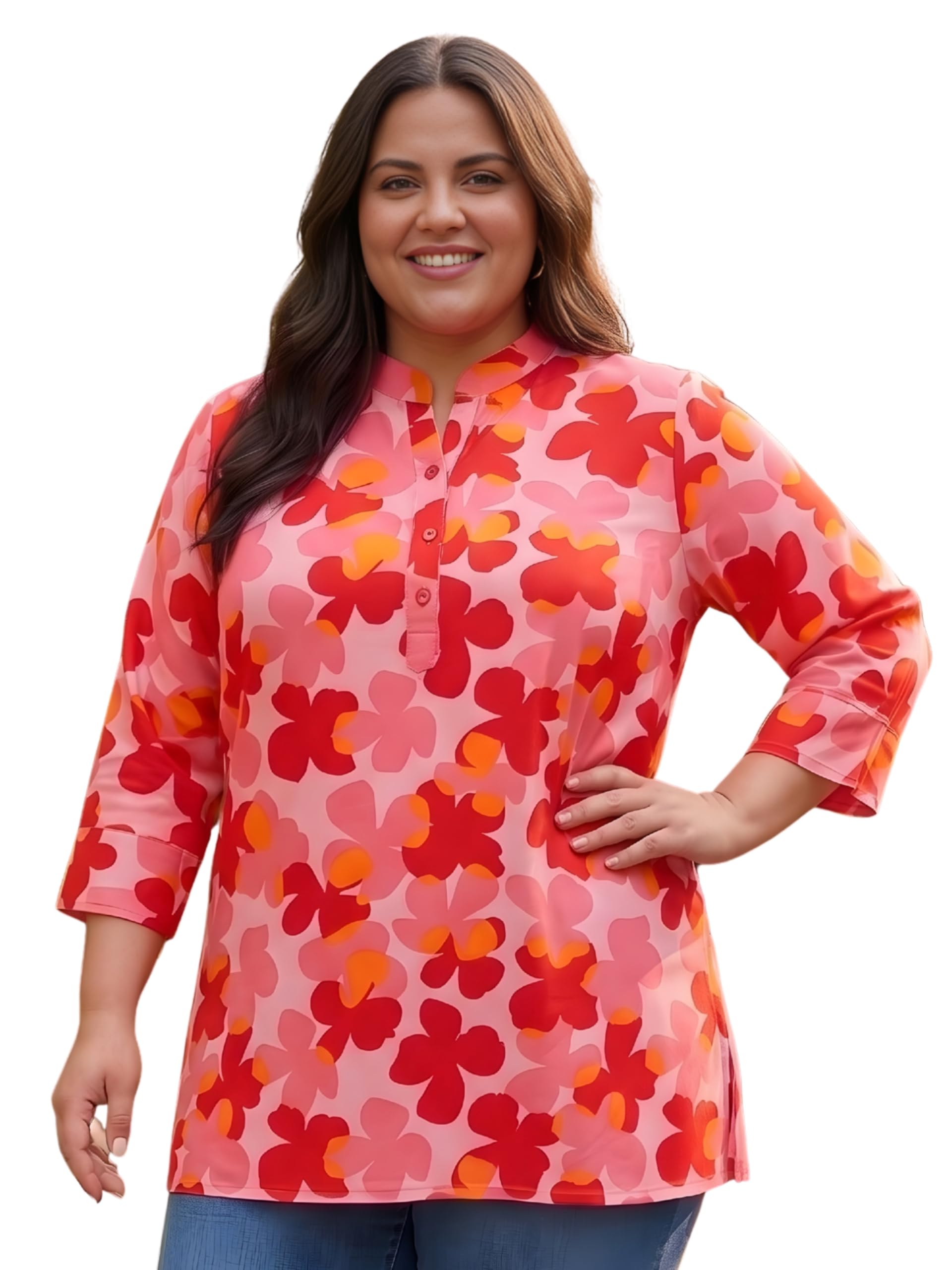 indietoga Women's Plus Size Printed Casual Long Tunic Tops (XL to 7XL)-picture-36