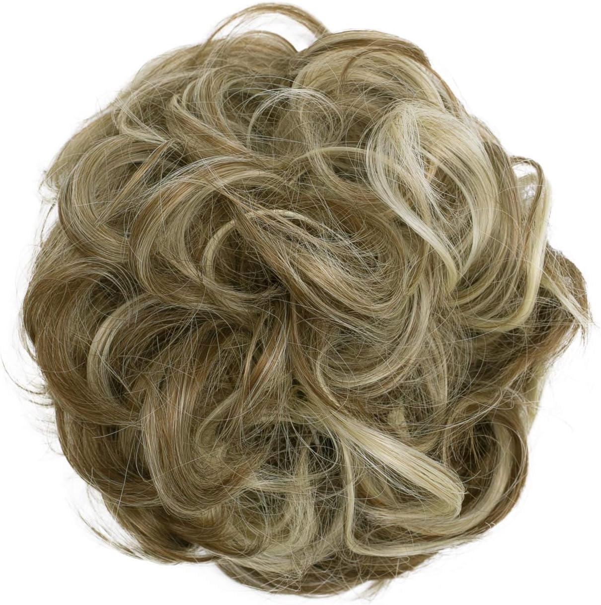 CAISHA Large Hairpiece Scrunchy Instant Updo Curly Messy Bun Brown Blond Mix G32E, brown blond mix #6H613 G32E