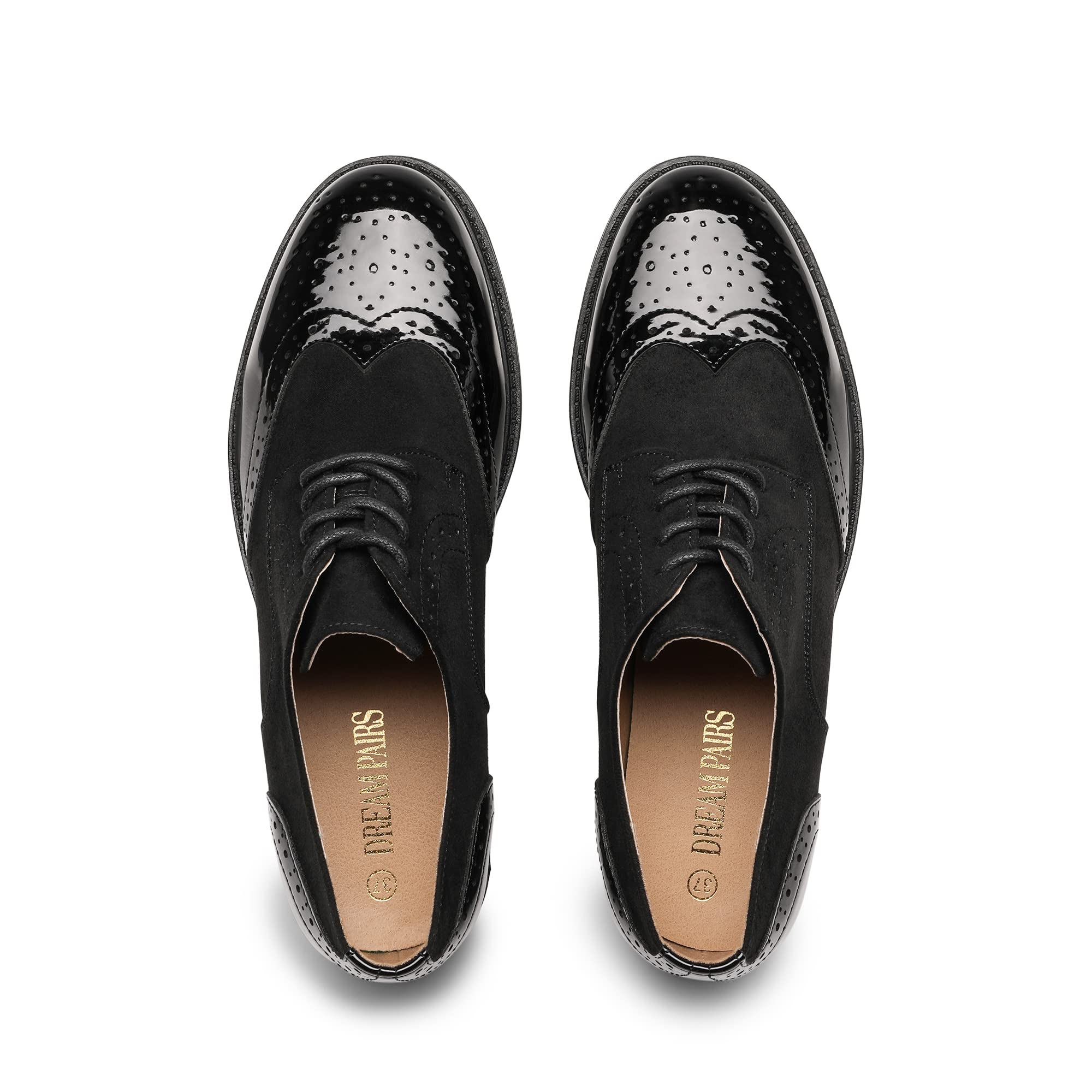 DREAM PAIRS Oxfords pour Femmes Derby Richelieu en Simili Cuir Vernis Chaussures Lacets