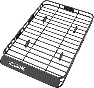 WILDROAD Upgraded 4" Fence Roof Rack Cargo Basket with Extension, 64x39x4" Heavy Duty Steel 150 lbs Universal Fit SUV Truck