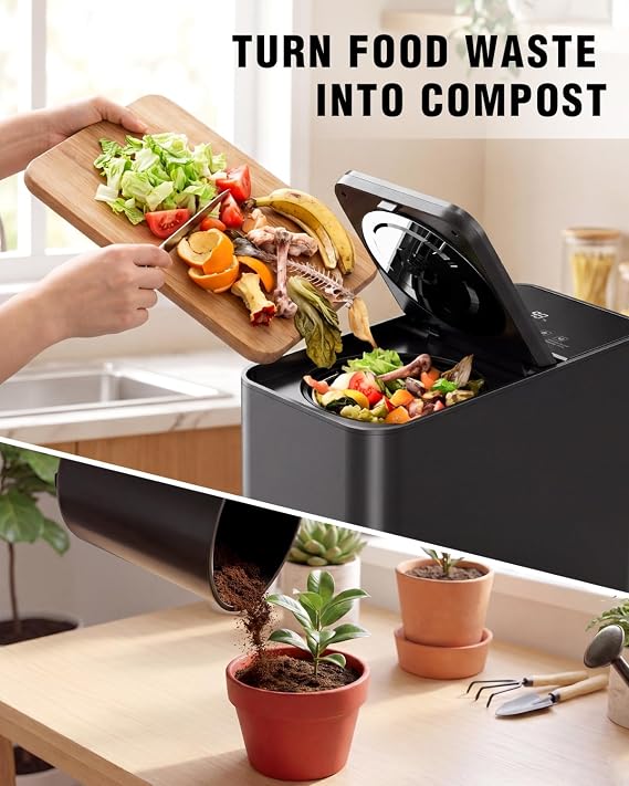 Growell Electric Composter for Kitchen, ETL Listed, 3.2L (108 Oz) Countertop Compost Bin with Strong Brushless Motor(2X Longer Lifespan), Quiet & Odorless, Indoor Composter with LED Display, EC04