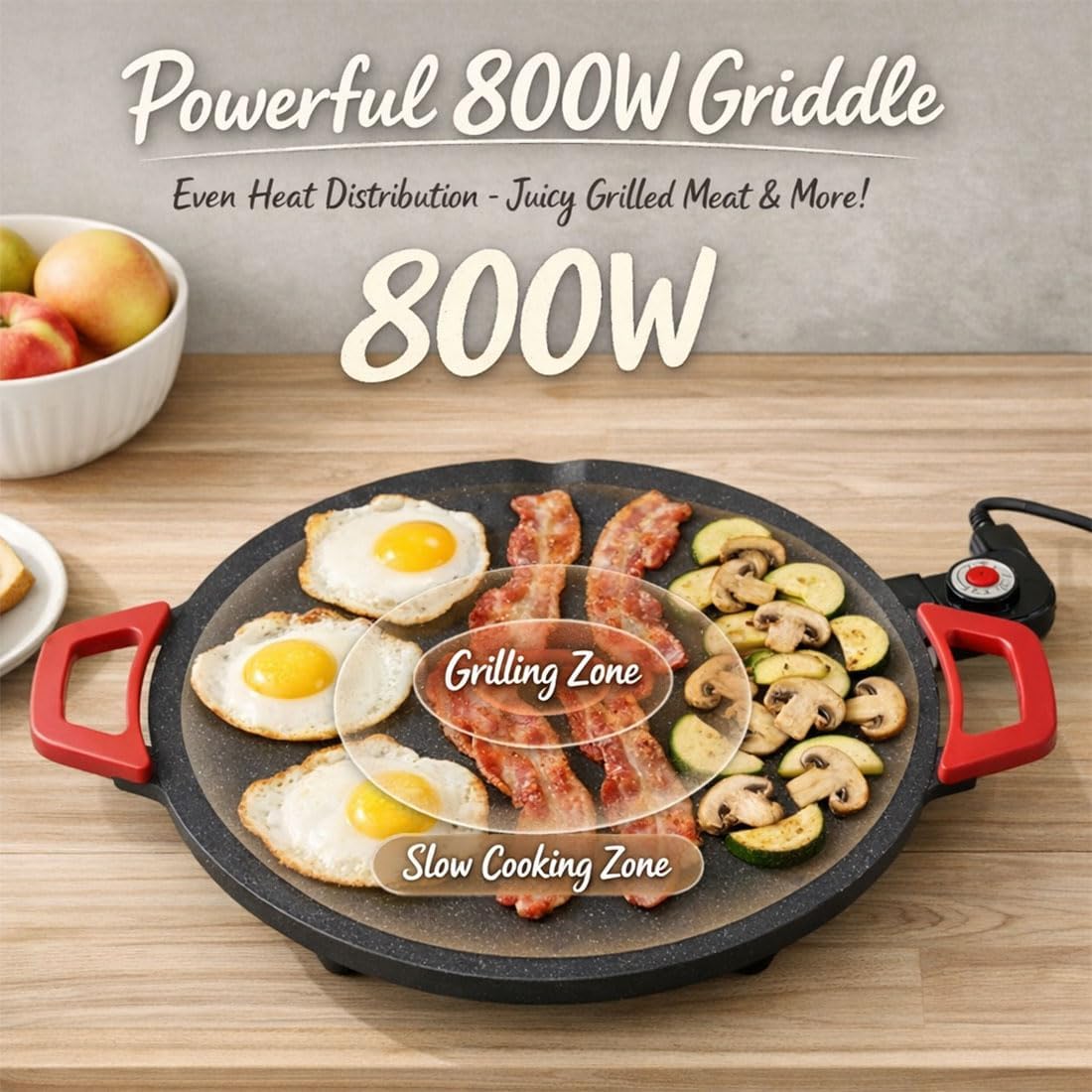 Electric Indoor Smokeless Grill & Griddle Pan, Portable Nonstick Korean BBQ Grill for Kitchen, 2-in-1 Compact Electric Skillet for Steaks, Pancakes & Tortillas – Easy Clean (14in)