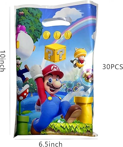 Miniatura 5 de JVRUXLU 30 bolsas de regalo para fiesta de Mario Mario decoraciones de fiesta de cumpleaños suministros Super Brothers fiesta de cumpleaños bolsas