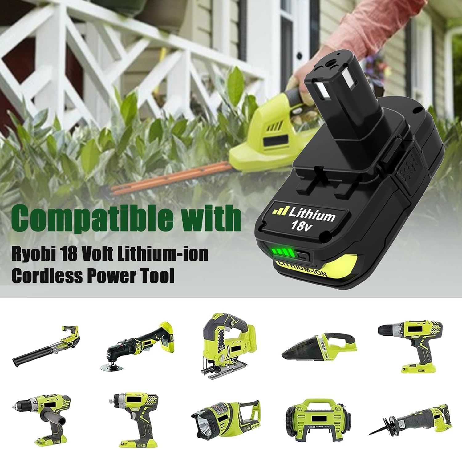 3600mAh P102 Replacement for Ryobi 18V Battery Compatible with Ryobi 18V Battery P103 P104 P105 P107 P190 P109 P190 P191 P122 Cordless Power Tools