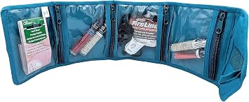 Yazzii Craft Travel Wallet - Portable & Multifunctional Craft Purse - 4 Pocket Holder for Notions, Credit Cards, Jewelry, Accessories, Medicine, More! Aqua