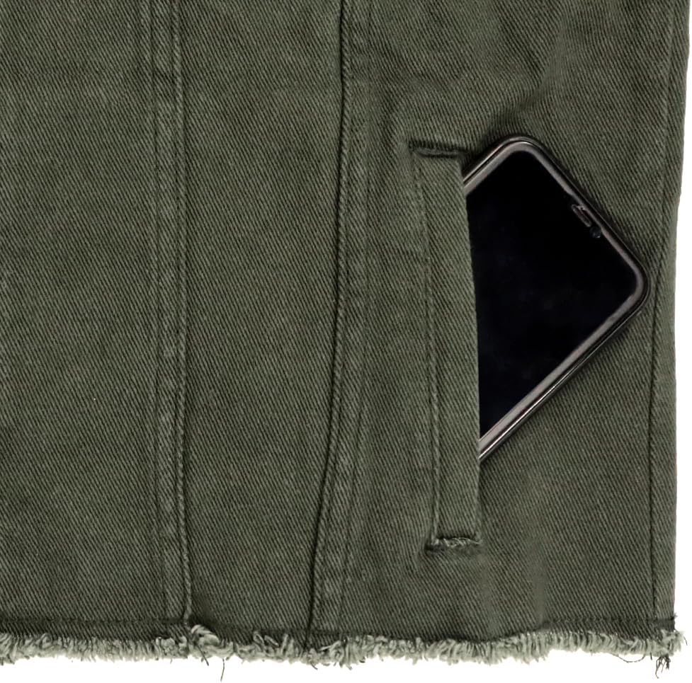 LONGBIDA Women's Jean Jacket Frayed Washed Button Up Cropped Denim Jacket With Pockets - Image 6