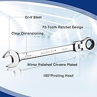Vista 6 de WORKPRO - Juego de 22 llaves de trinquete con cabeza flexible, juegos de llaves combinadas con caja organizadora, 72 dientes, métrica 6-18mm y SAE
