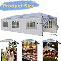 Vista 7 de Flamaker Toldo resistente de 10 x 30 pies para fiestas, refugio impermeable para bodas y eventos con paredes laterales extraíbles, 2 puertas