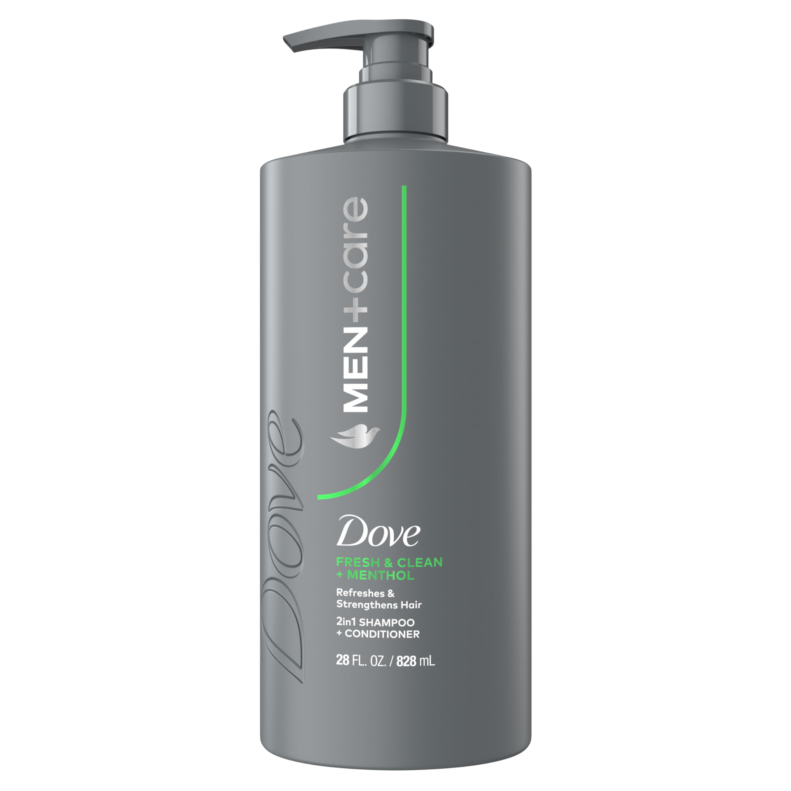 DOVE MEN + CARE Shampoo 1 count Fresh + Clean for Hair Refreshing & Strengthening, with Menthol, 28 fl oz