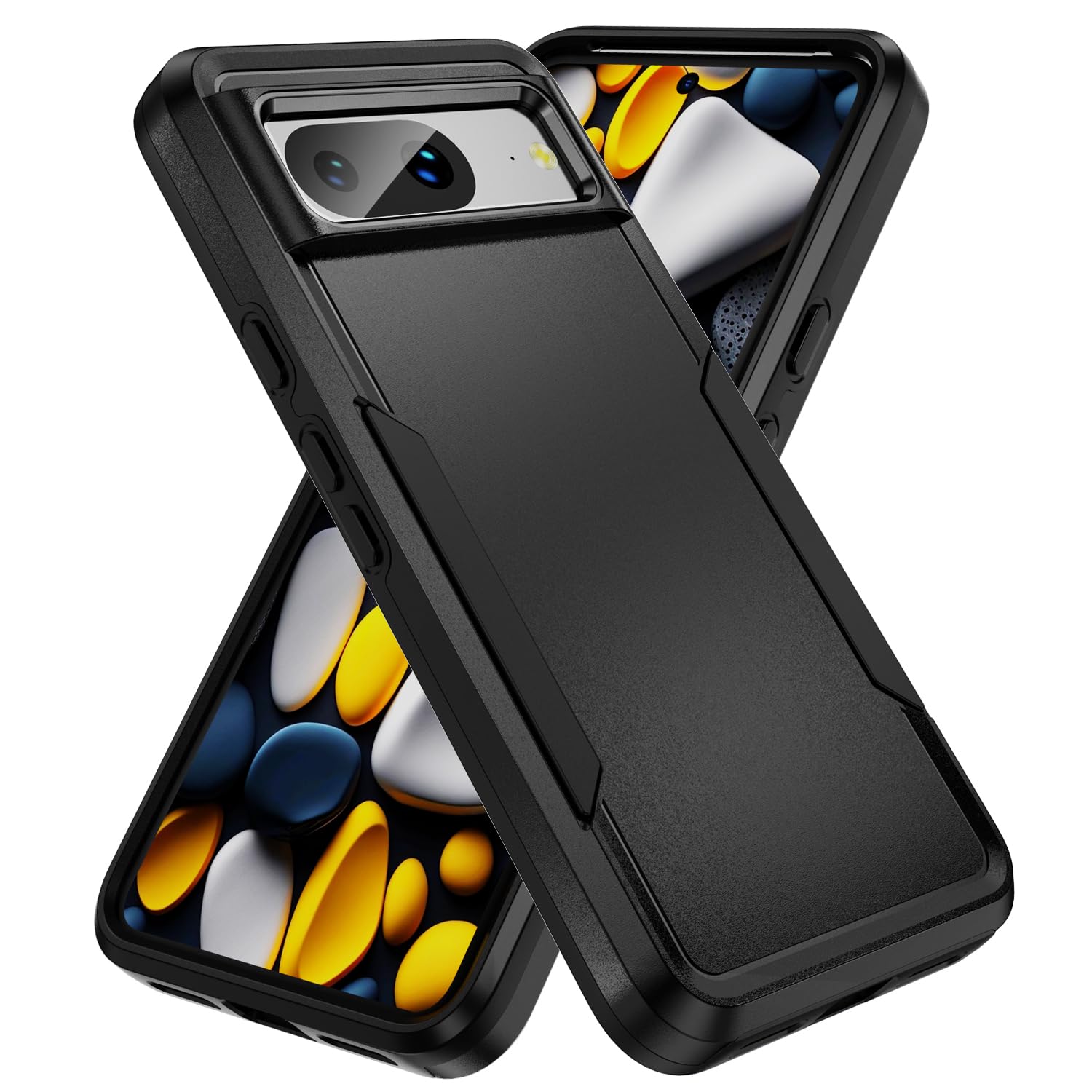 Designed for Google Pixel 8 Case, Heavy Duty Protection Shockproof Dropproof Dustproof Anti-Scratch Phone Case Cover Protective Case for Pixel 8 5G 6.2-inch, Black