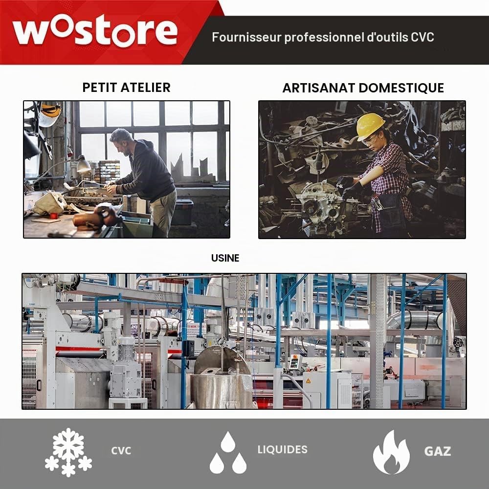 Wostore, Kit d'outils de déformation de tuyaux - 7 matrices pour flares excentriques sur tuyaux en cuivre de 4,8 à 19,1 mm - Idéal pour la réfrigération, le CVC et les travaux sanitaires